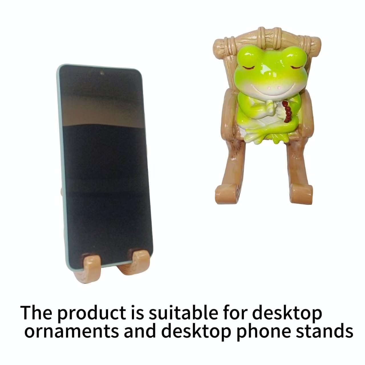 WF Animal Resin Statues Home Decor Creative Frog Ornaments Desktop Phone Holder Ornaments (Meditation) 4