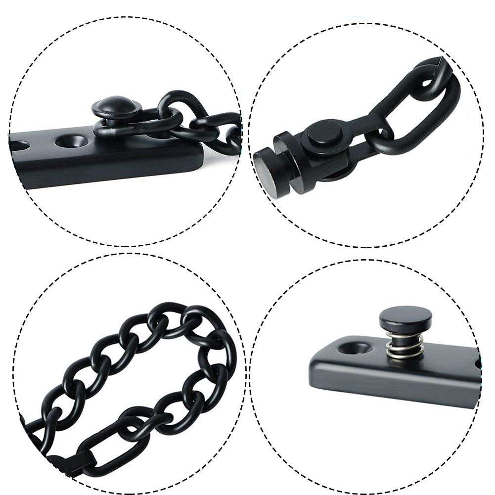 Rannb Door Chain Stainless Steel Door Security Chain with Spring Anti-Theft Press Lock Black 4