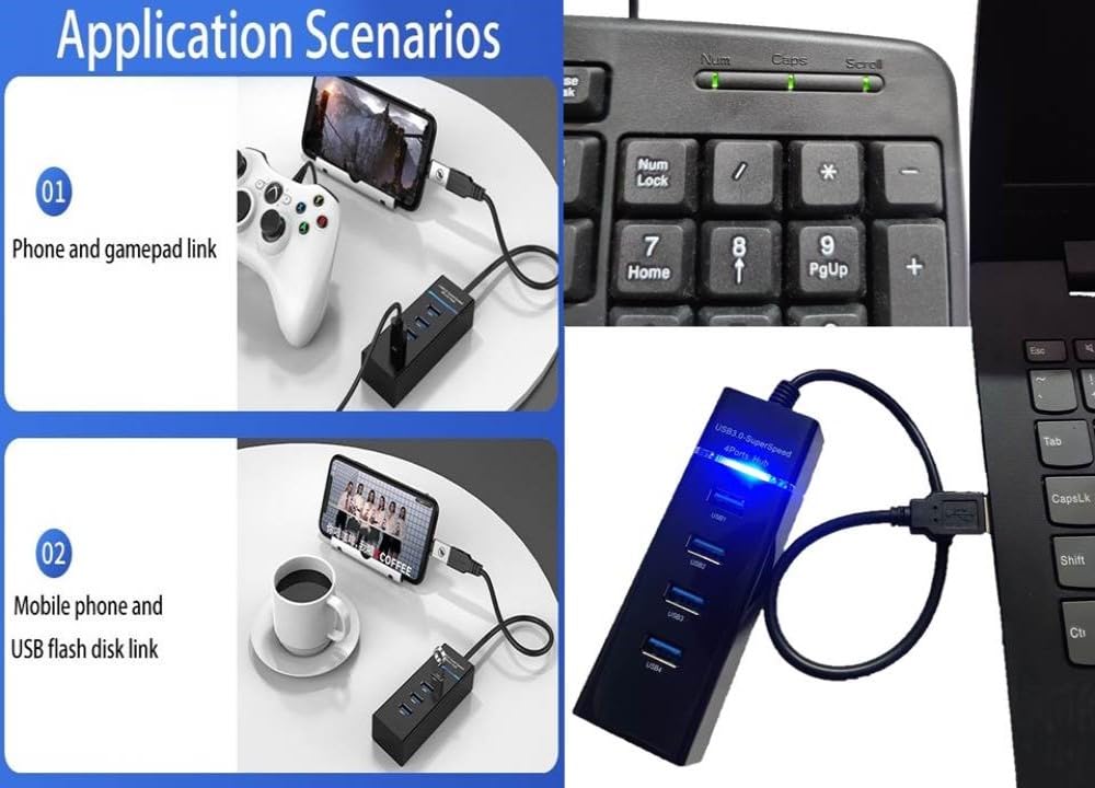 Anjo 8 in 1 Combo of Wired Keyboard, Wired Mouse, Anti-Skid Mouse Pad, USB Hub 3.0, Multi-Purpose Cleaner & Cloth 100ml, OTG Micro & C to A Type, USB Extension Cable Male to Female Type A 1.5m 4