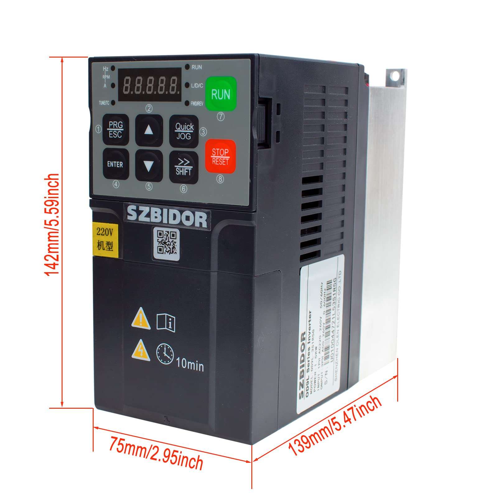 SZBIDOR Variable Frequency Drive: AC 220V/0.75KW 1HP 4A CNC VFD Single Phase to 3 Phase Converter for Spindle Motor Speed Control(Single Phase Input, 3 Phase Output) Black 3