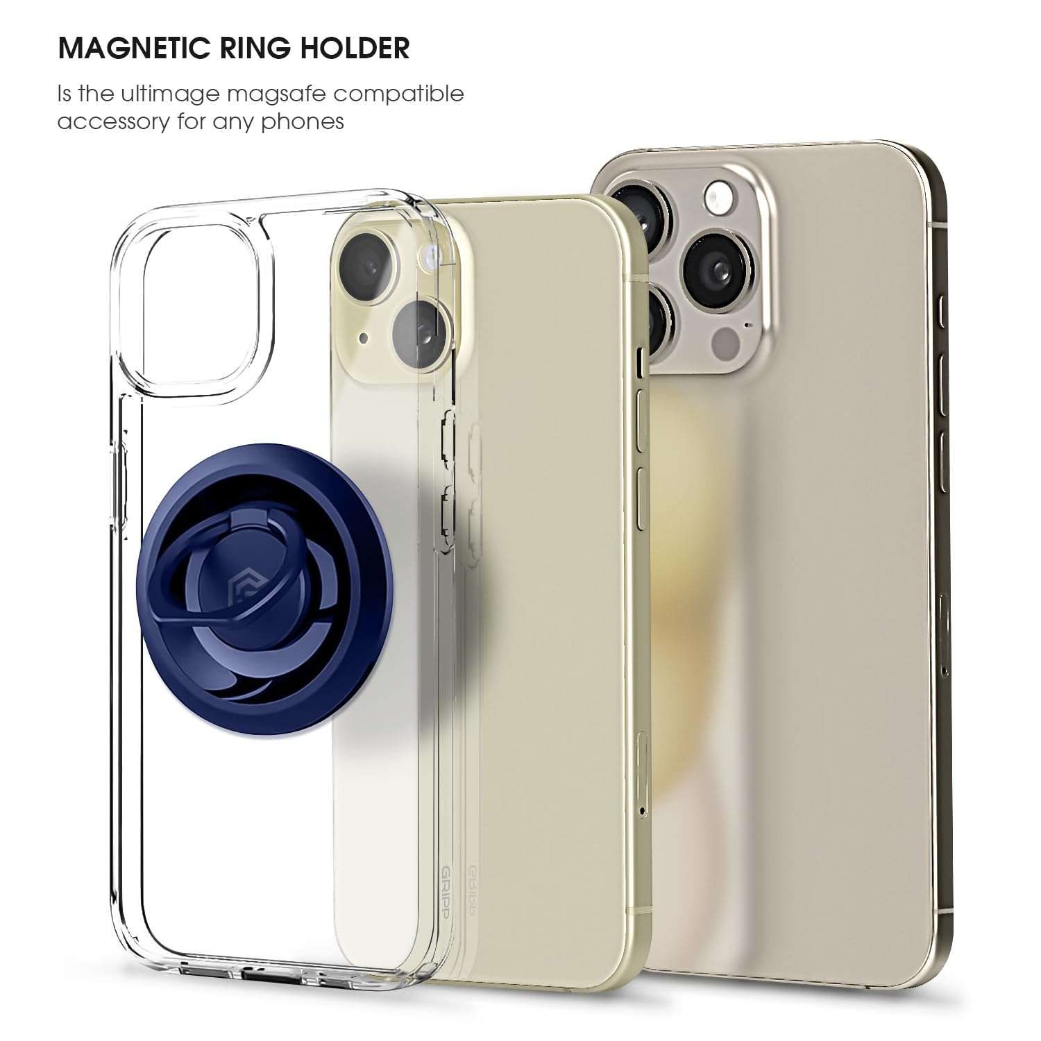 GRIPP® Mag Ring Mount MagSafe Ring Holder Compatible with iPhone 16/15/14/13/12 Series | Adjustable Kickstand Metal Magnetic Mount | MagSafe Accessories | Easily Removable Phone Holder - Blue 3
