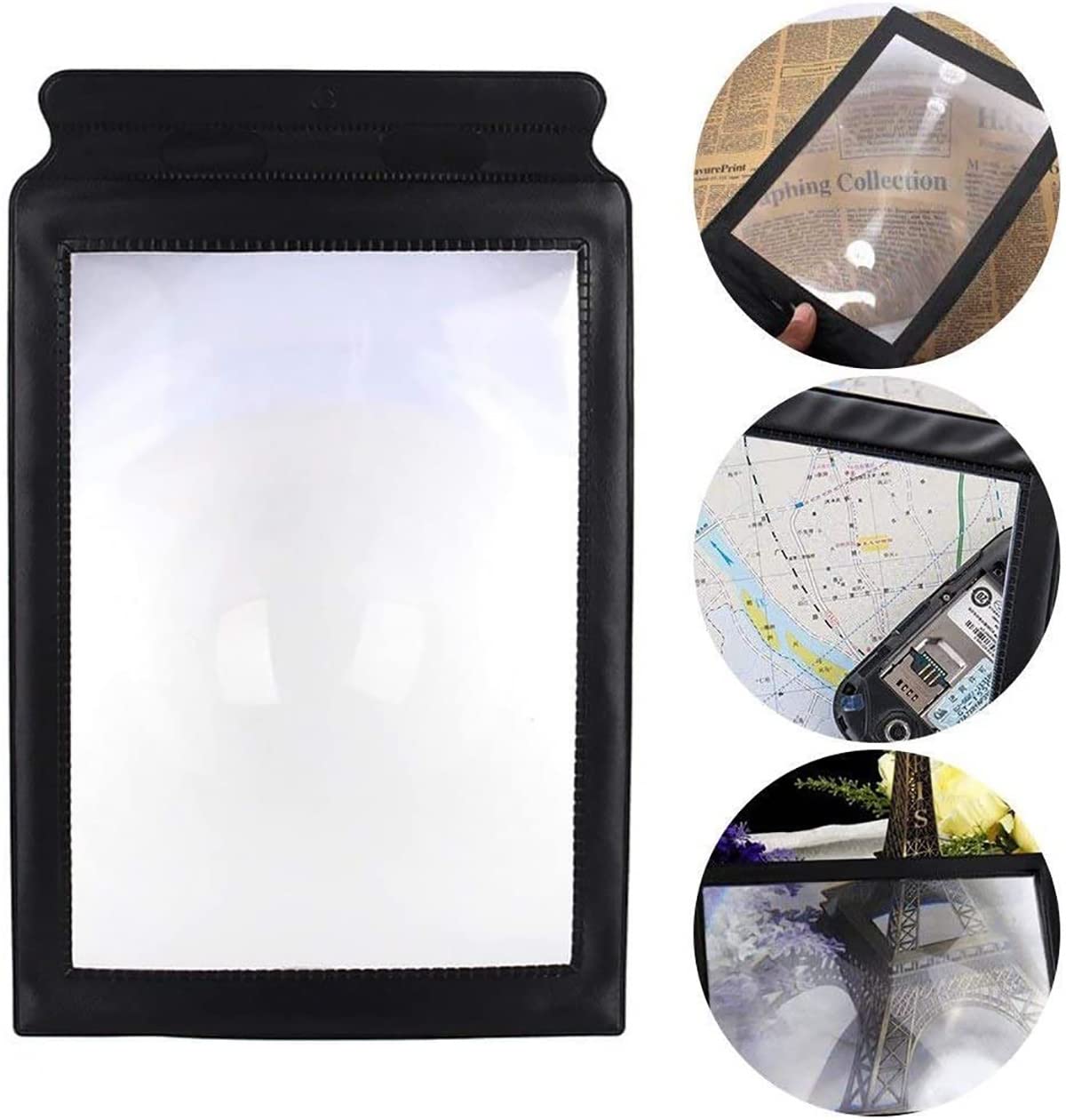 WJINNG Magnifier Full Page Reading Magnifier 3X Magnifying Power Large Sheet Magnifying Glass Reading Aid Lens Fresnel for Books Menus Newspapers Improve Elderly Poor Eyesight for The Elderly Gift 4
