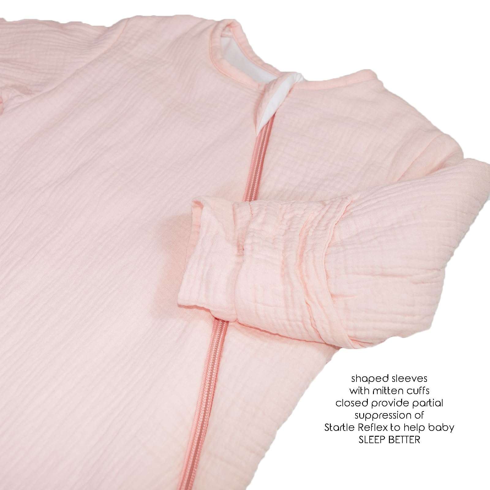 Dormlony Muslin Cotton Baby Long Sleeve Sleeping Bag,Unisex Sleep Sack with 2- Way Zipper for Easy Diaper Changes 1.0TOG,(6-18 Months,Pink) 5