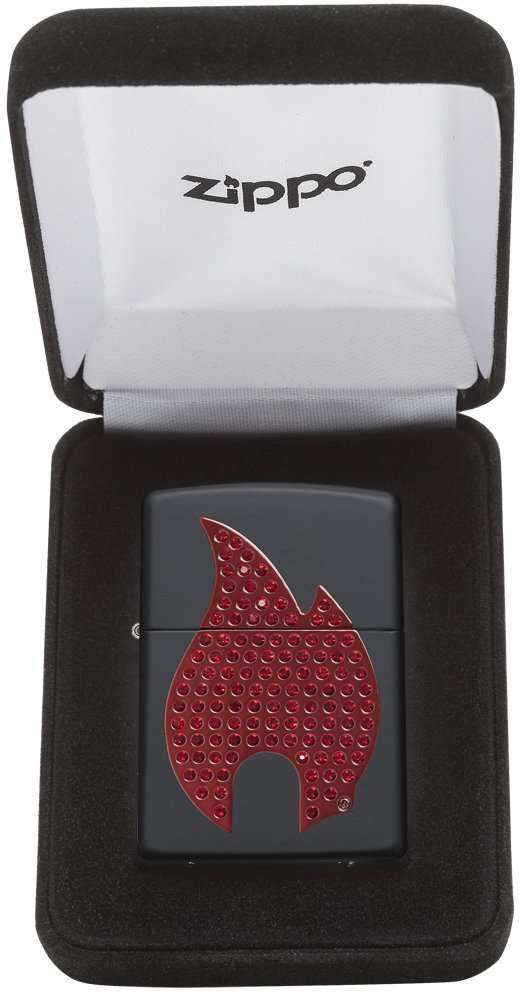 Zippo Red Flame Emblem Pocket Lighter, Black Matte 5