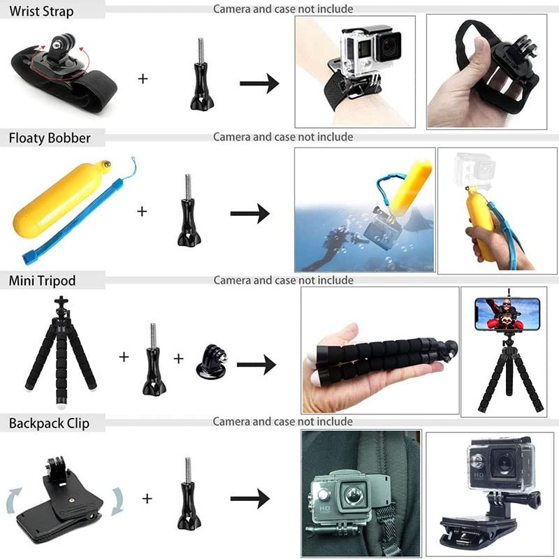 Accessories Kit for Black Carrying Bag Waterproof Housing Case Tripod Set for Action Camera Accessories 4