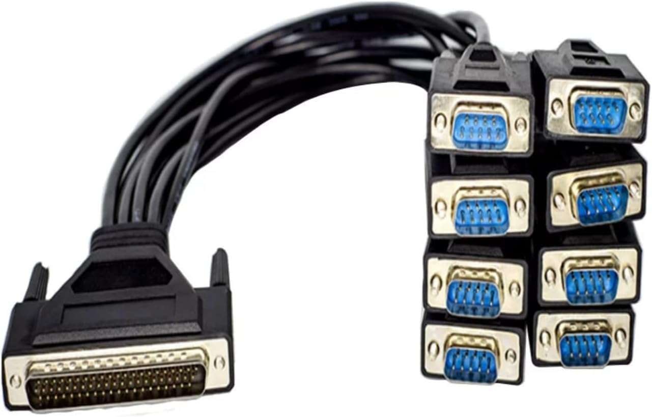 Pidwaok DB62 to 8X DB9 RS232 Serial Cable, 1-Male to 8-Male Breakout Adapter Wire for PCI-E Multi-Port Serial Communication Cards (0.45 Meters) 1