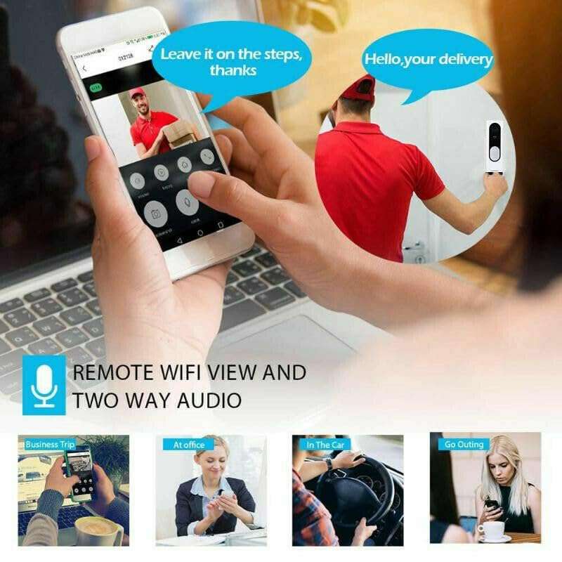 THE PERFECT PART Wireless Doorbell - Wireless Doorbell Chime with HD Security Camera, Battery Operated Front Door Camera with Receiver, Wireless Doorbells for Home with 2 Way Audio & Motion Detector 4