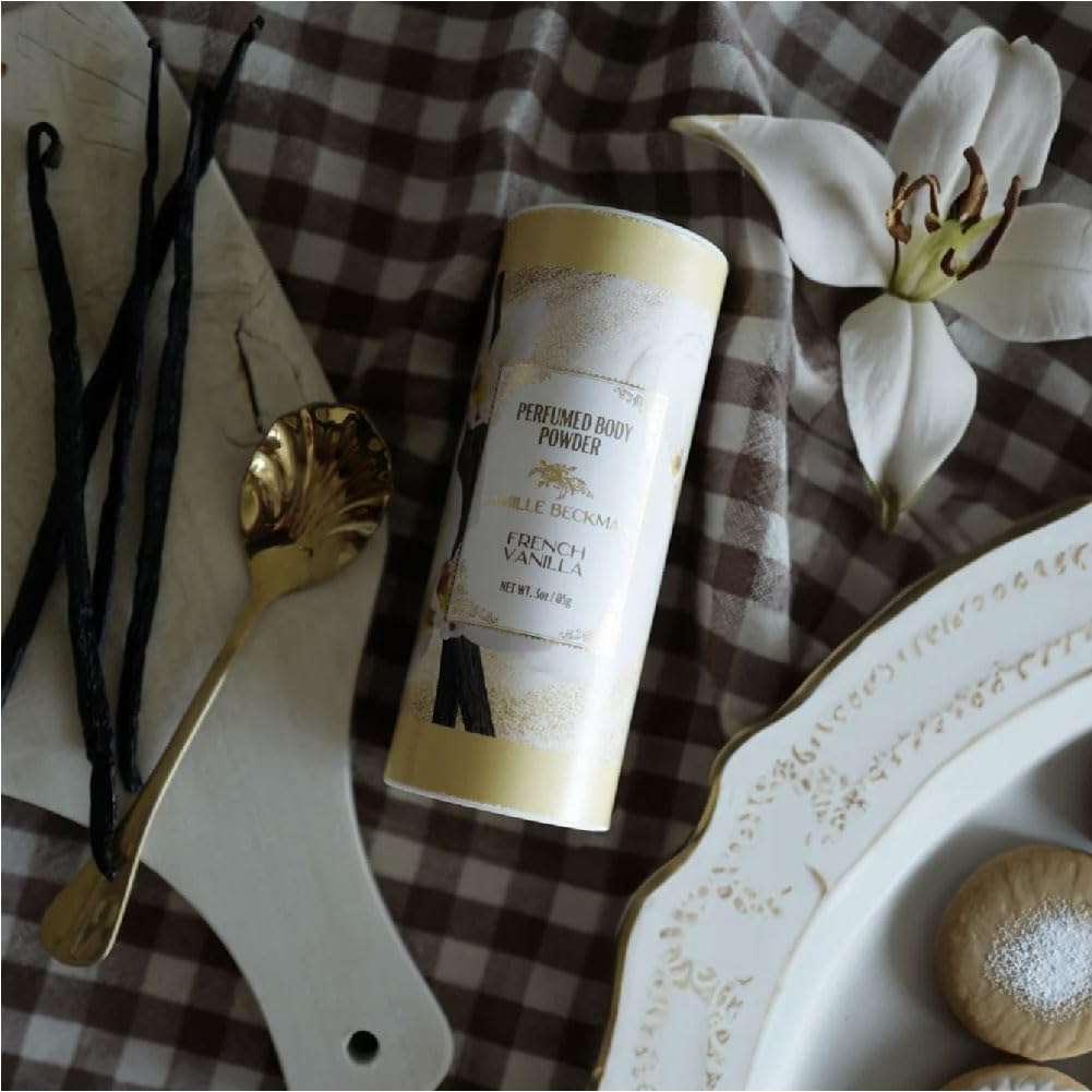French Vanilla Scented Talc-Free Body Powder, Perfumed Dusting Powder, Camille Beckman 3 Ounce 3