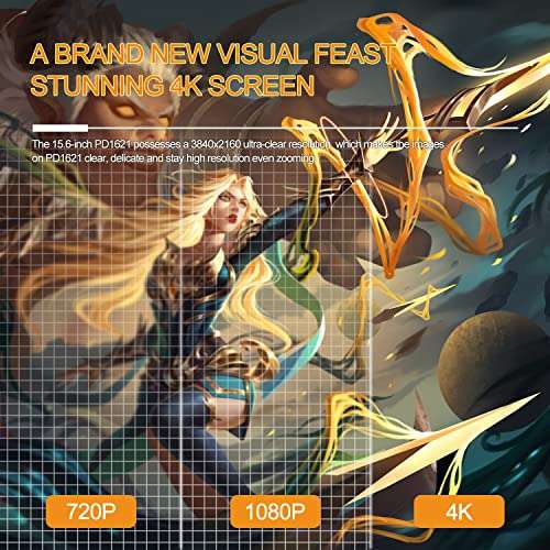 GAOMON PD1621 15.6 Inch 4K Finger Touch Screen Drawing Tablet 105% NTSC Full-Laminated Anti-Glare Pen Display with New Generation Pen for Professional Artists 4