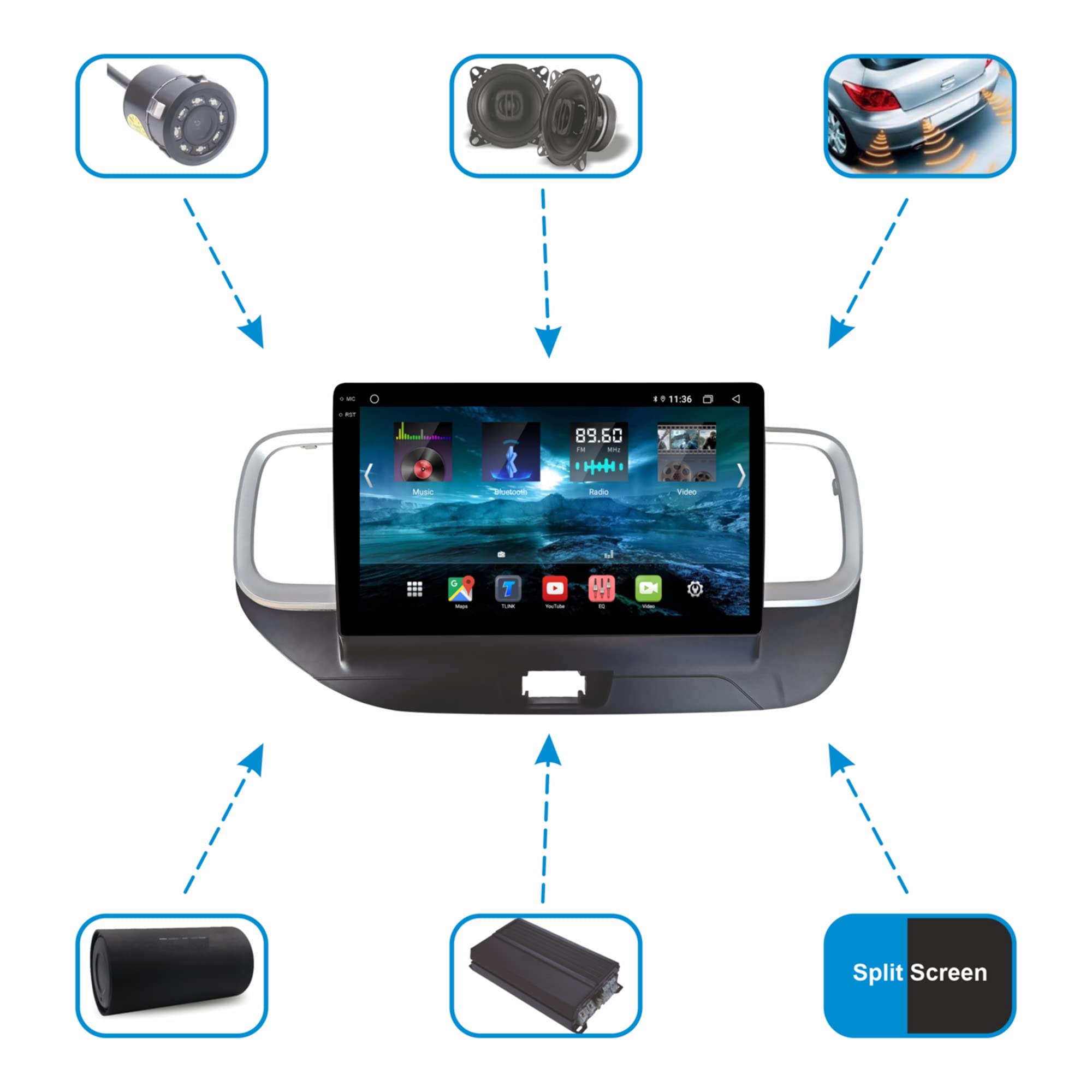 Mega Audio 10 Inches Newly Launch Advanced Android 10 System for Hyundai Venue with 2GB/32GB RAM & ROM with Wireless Apple Carplay and Android Auto 6