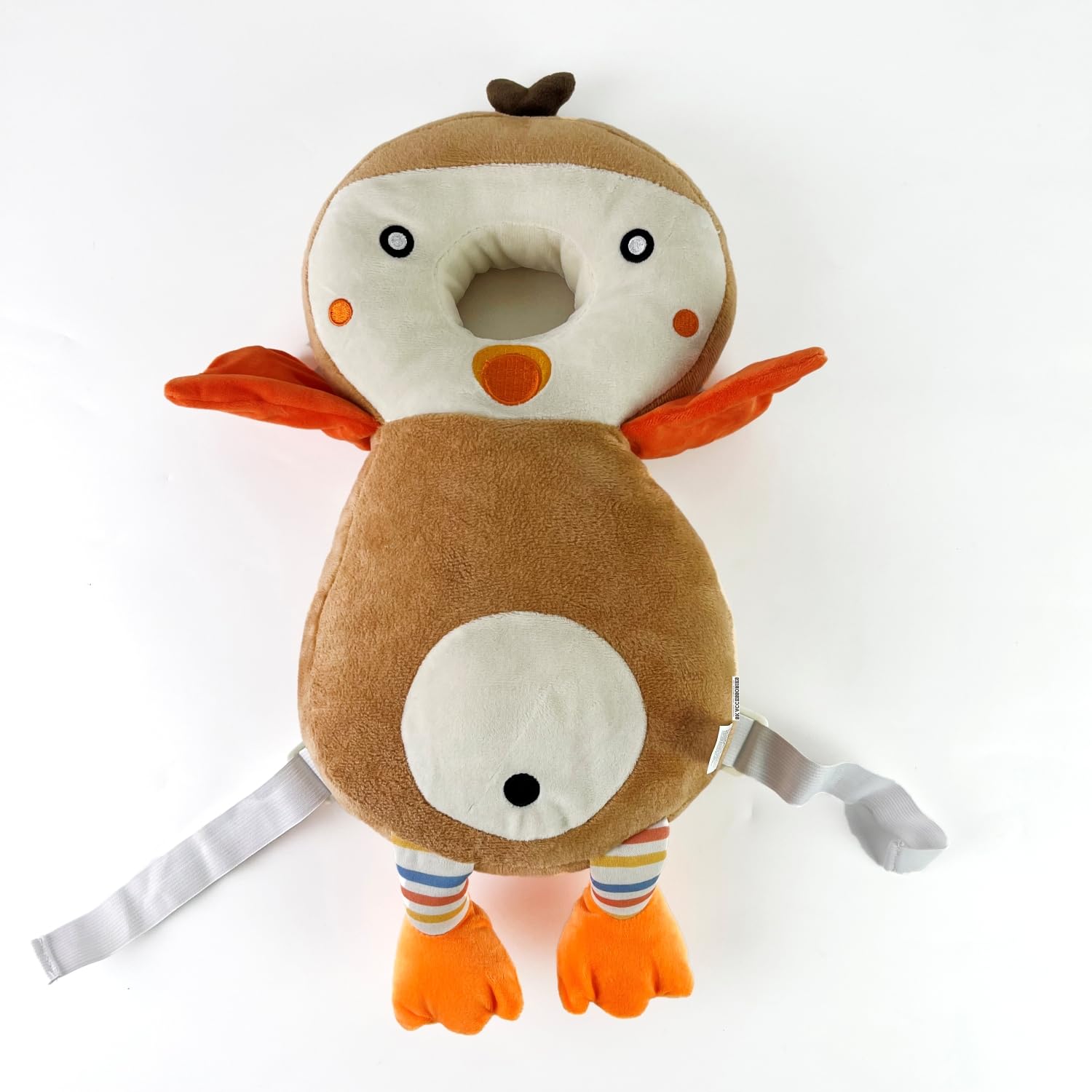 Baby Safety Head Protector Backpack Wear, Adjustable Toddlers Head Pad Cushion Backpack for Safety Baby Learning Walking Crawling (Plush-Bird, Soft Brown) 4