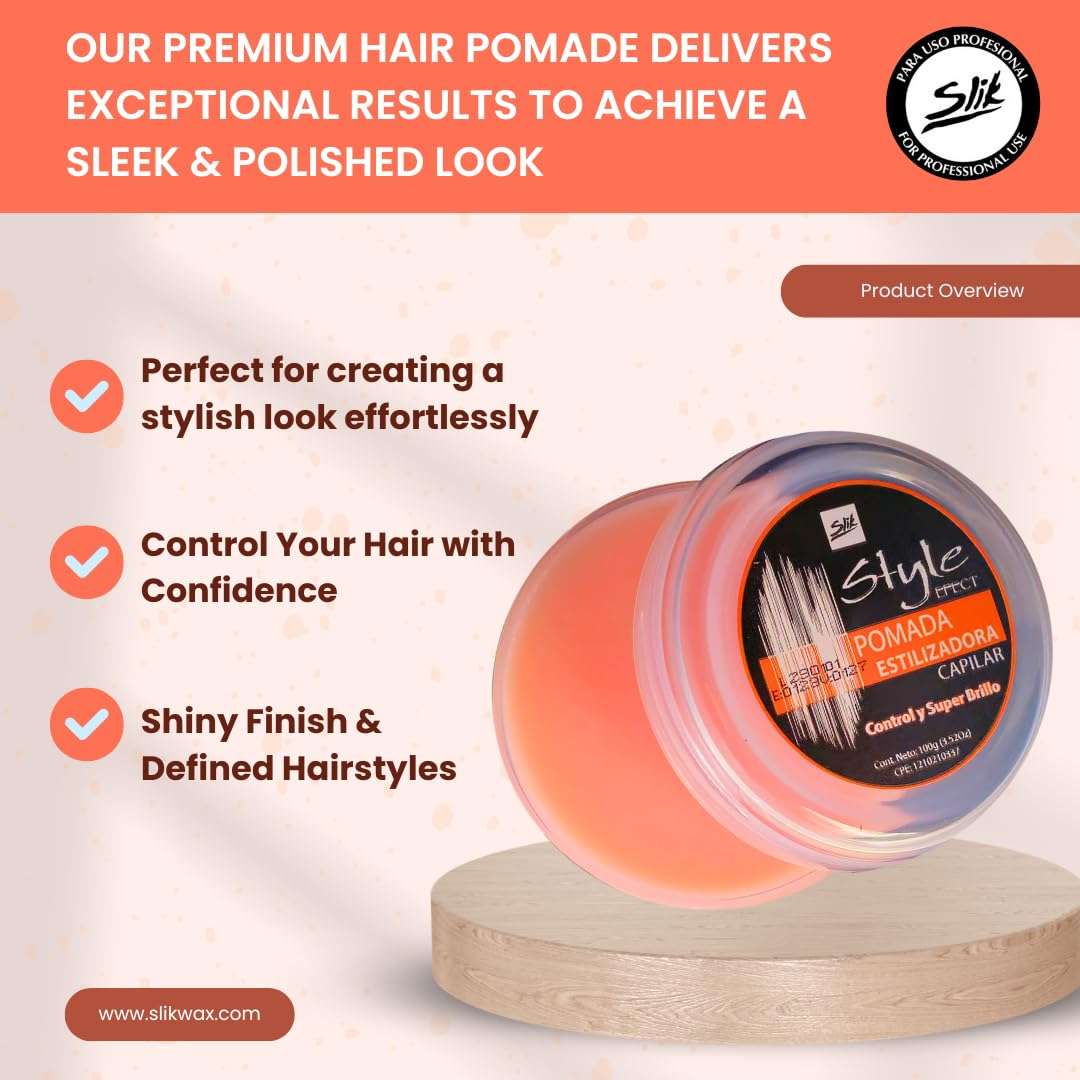 SLIK Hair Styling Pomade 100g / 3.5oz - Strong Frizz Control, Wet Hair Effect, Fruity Smell, Easy Wash Out for Men Women, Teens, and Kids 3