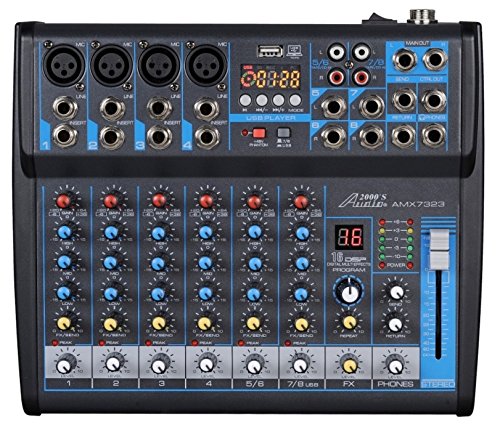 Audio2000'S AMX7323 Professional Eight-Channel Audio Mixer with USB Interface, Bluetooth, and DSP Sound Effects 1