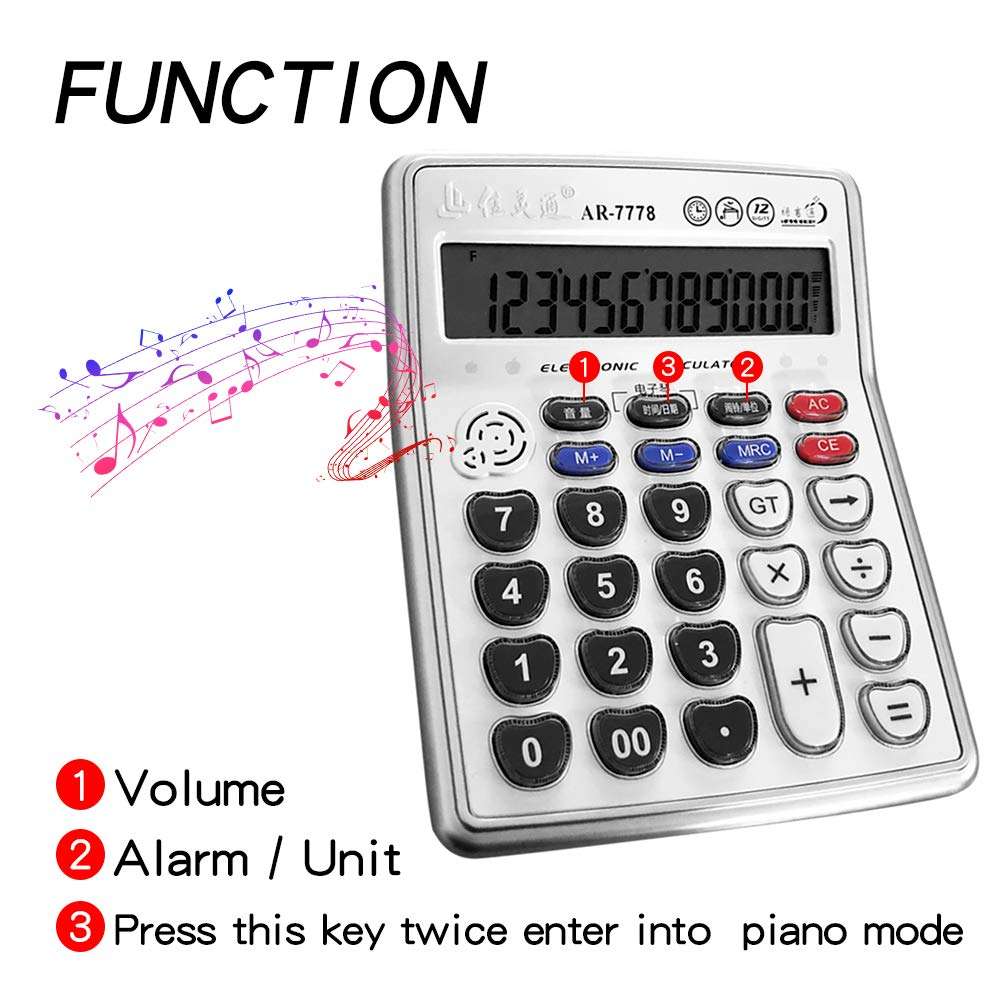 Musical Calculator AR-7778 Music Function Electronic Calculator AR 7778 Portable 12-Digits LCD Display,Calculator Piano Play Senbon Zakura (without Battery) 2