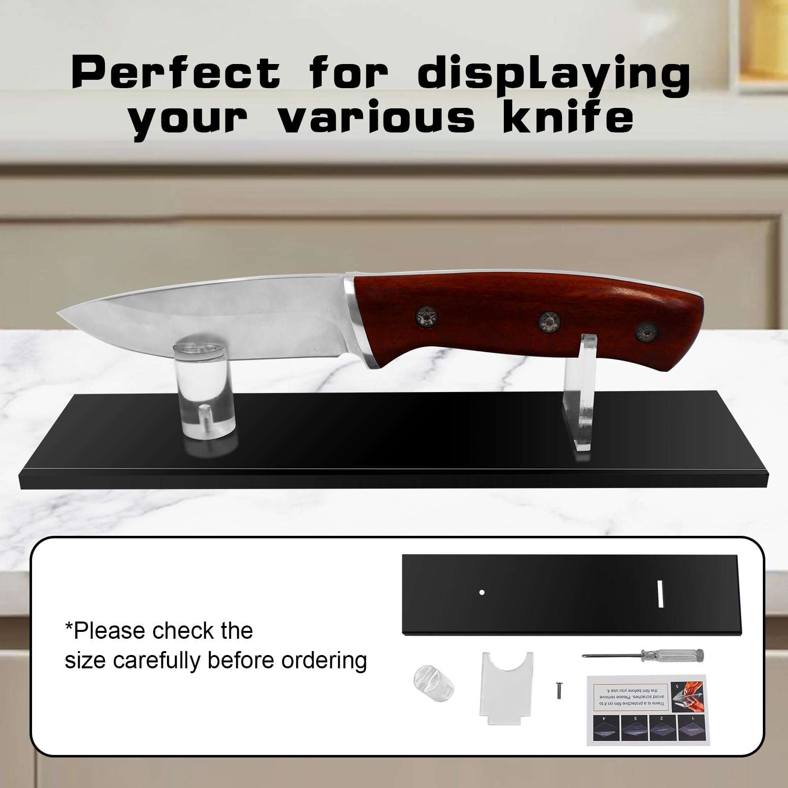 Biobasedon Acrylic Knife Display Stand Knife Holder, knife Display Case for Fixed Blade Knife Collection Display, Single Knife Display Stands are Suitable for Displaying Most Knives 6