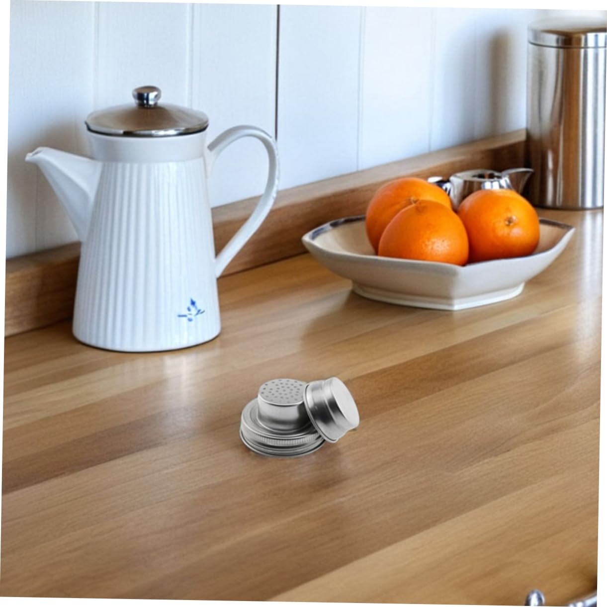 Veemoon 304 Stainless Steel Mason Jar Dusting Lids Spice Dispenser Lids Silicone Gasket for Canning Jars 5