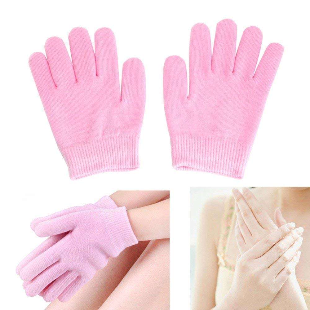 RRJ SPA Moisturizing Skincare Gel Therapy Treatment Gloves Spa gel gloves for women girls Moisturizing gloves can keep your hands more beautiful (Pink) 1