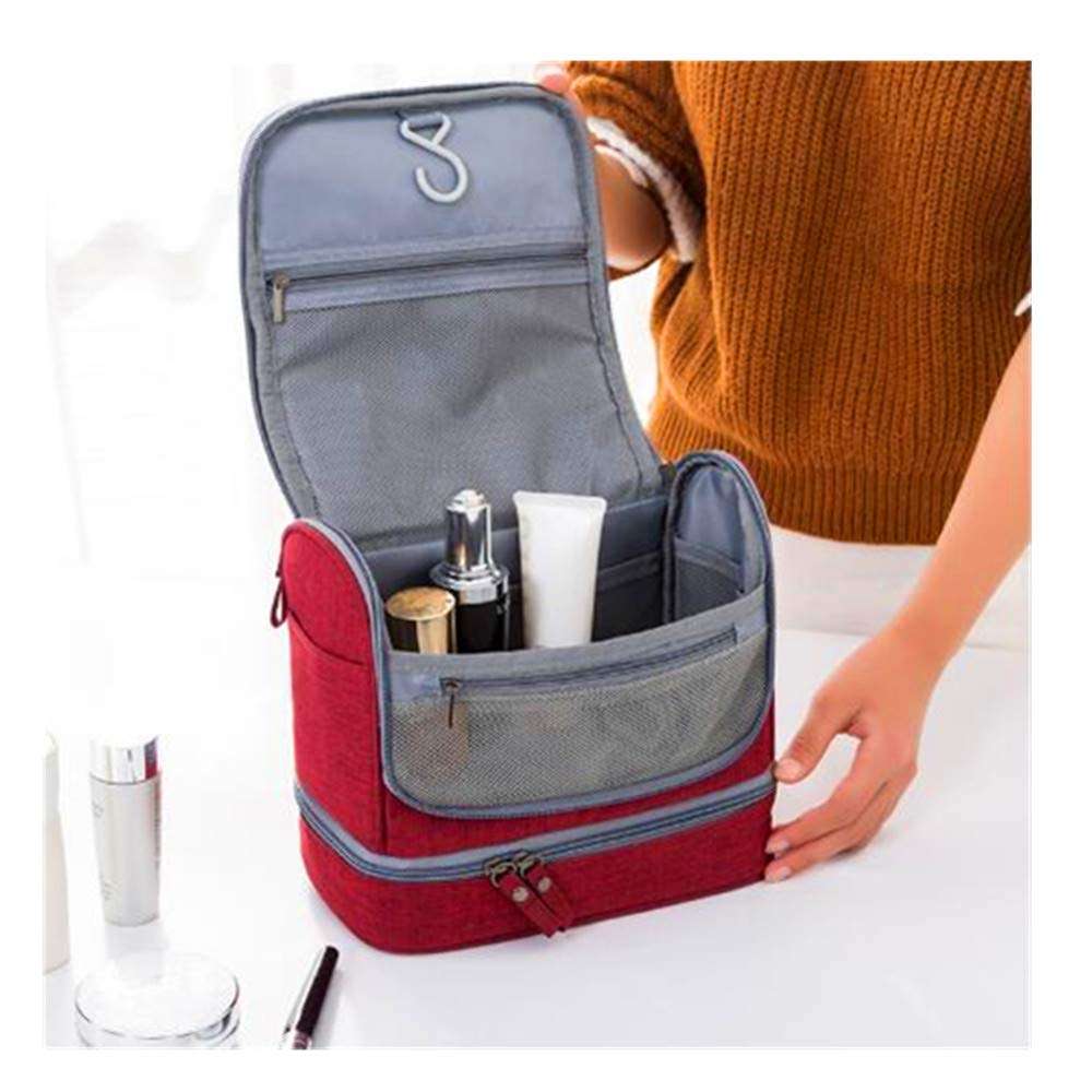 Waterproof Travel Toiletry Bag Hanging Makeup Bag for Men Women Large Bottom Compartment and Multi-Pockets Perfect Size Portable Travel Accessories Organizer Cosmetic Bag (Dark Blue) 4