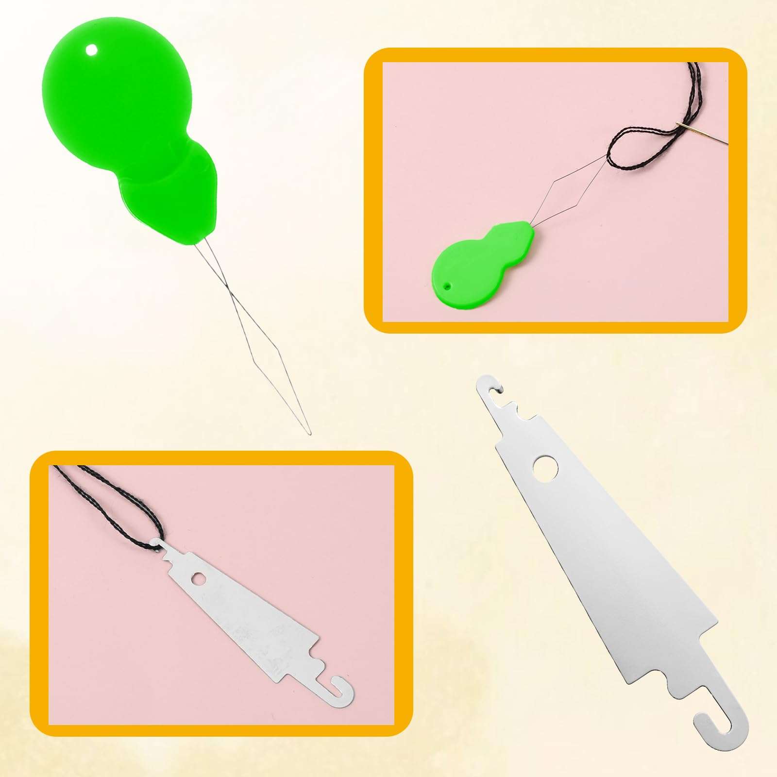 90 Pieces Cross Stitch Needles 22 & 24 & 26 Gauge Golden Large Eye Embroidery Hand Sewing Needles Stainless Steel Embroidery Needles in Clear Box with 2 Needle Threader 5