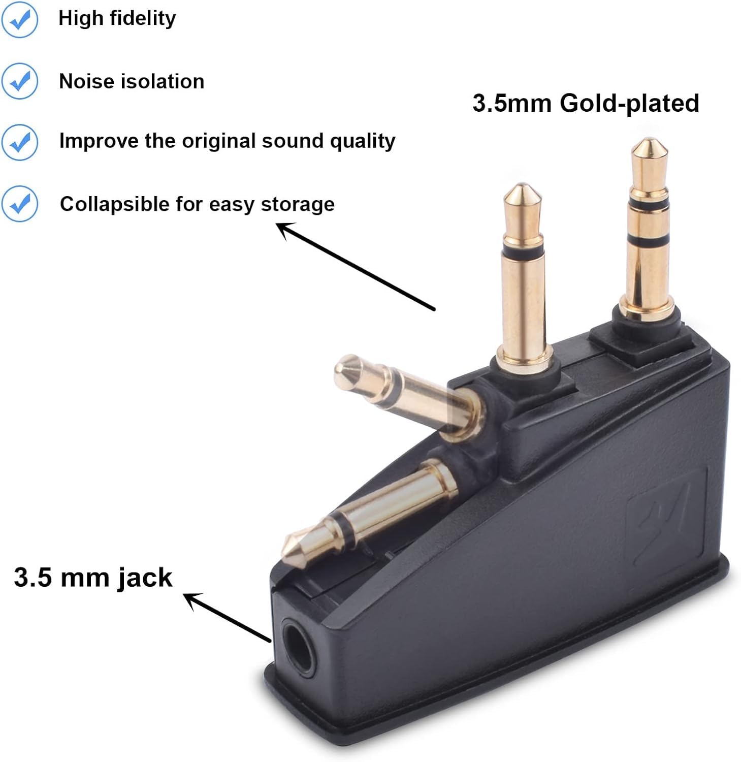 Airplane Headset Adapter and Short Micro USB Charging Cable, Compatible with Bose QuietComfort35/QC35II/QC25/QC20 Headset and More 4