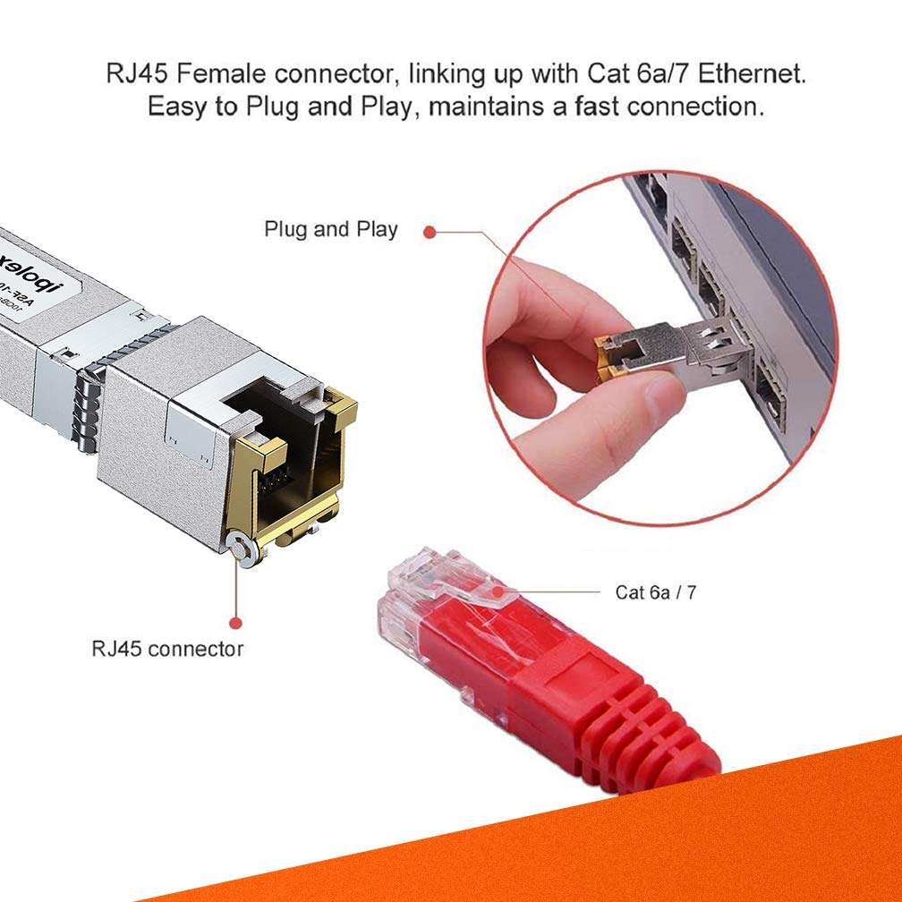 10G SFP+ RJ-45 Copper Transceiver, 10GBase-T RJ45 SFP+ Module for Cisco SFP-10G-T-S, Ubiquiti UniFi UF-RJ45-10G, Mikrotik, Fortinet, Netgear, D-Link, Supermicro, TP-Link (CAT.6a/CAT7, 30m) 4 Pack 5