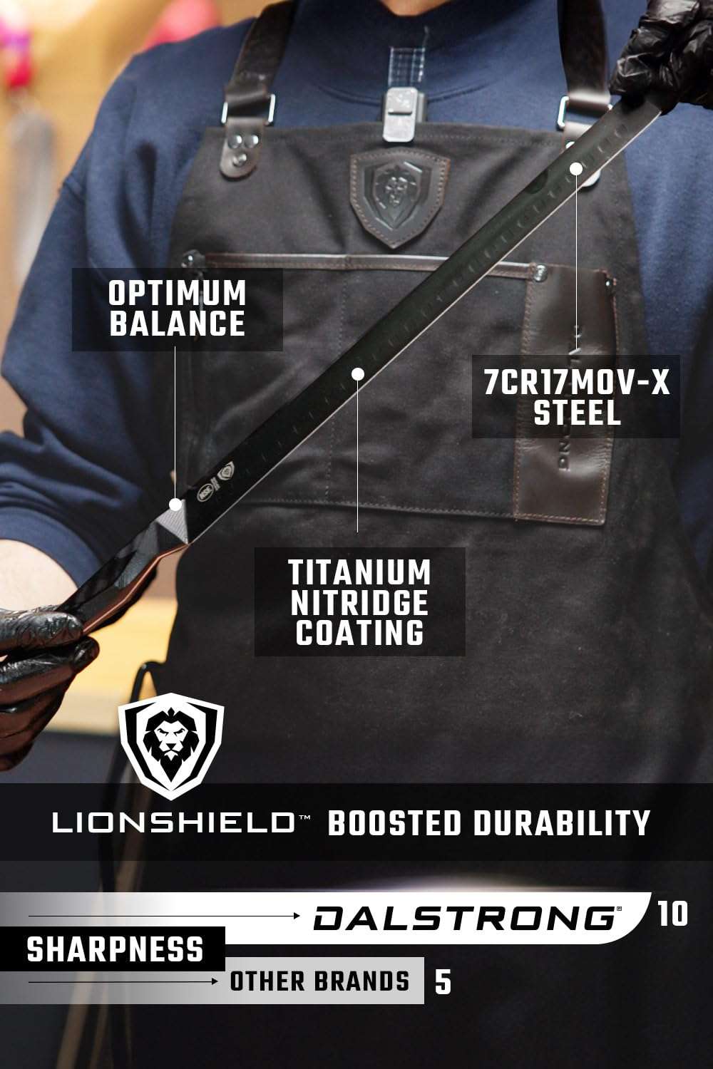 Dalstrong Slicing Knife - 14 inch - Shadow Black Series - Black Titanium Nitride Coated - High Carbon - 7CR17MOV-X Vacuum Treated Steel Carving Knife - Sheath - Kitchen Knife Slicer - NSF Certified 6