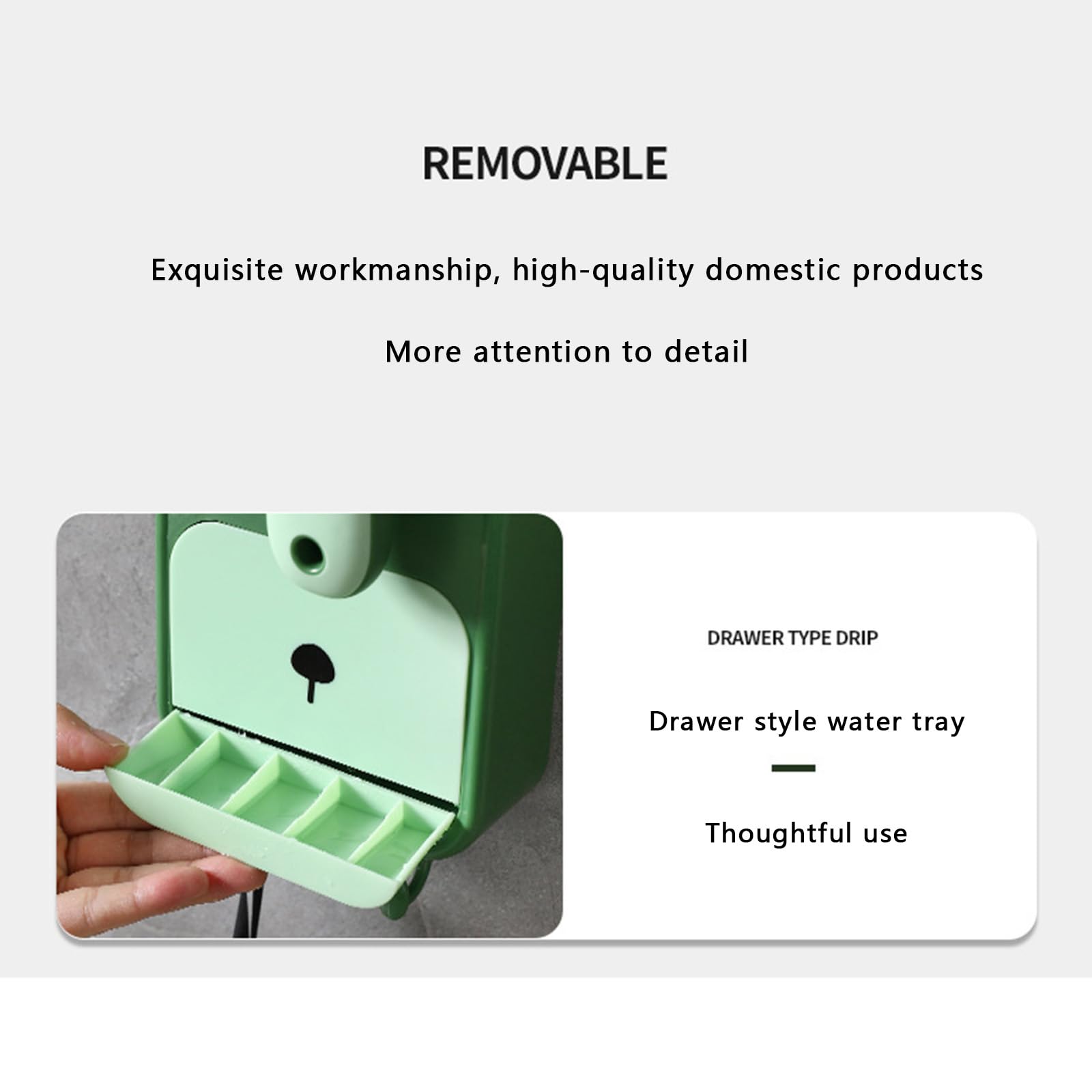 Soap Dish Holder 3-in-1 Brush Holder with Hooks Wall-Mounted No Drilling Scrubber Organizer (Green, One Size) 4