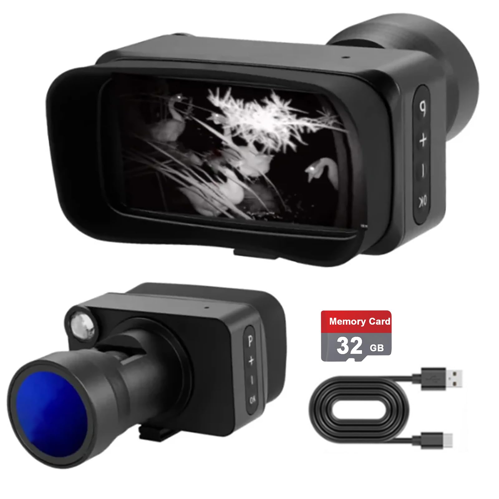 WGFXYBFY Night Vision Goggles for Adults, 3 Inch Infrared Night Vision Scope, 5X Digital Zoom 5X Optical Fixed Focus, with 32GB Memory Card and Front Sight, for Camping