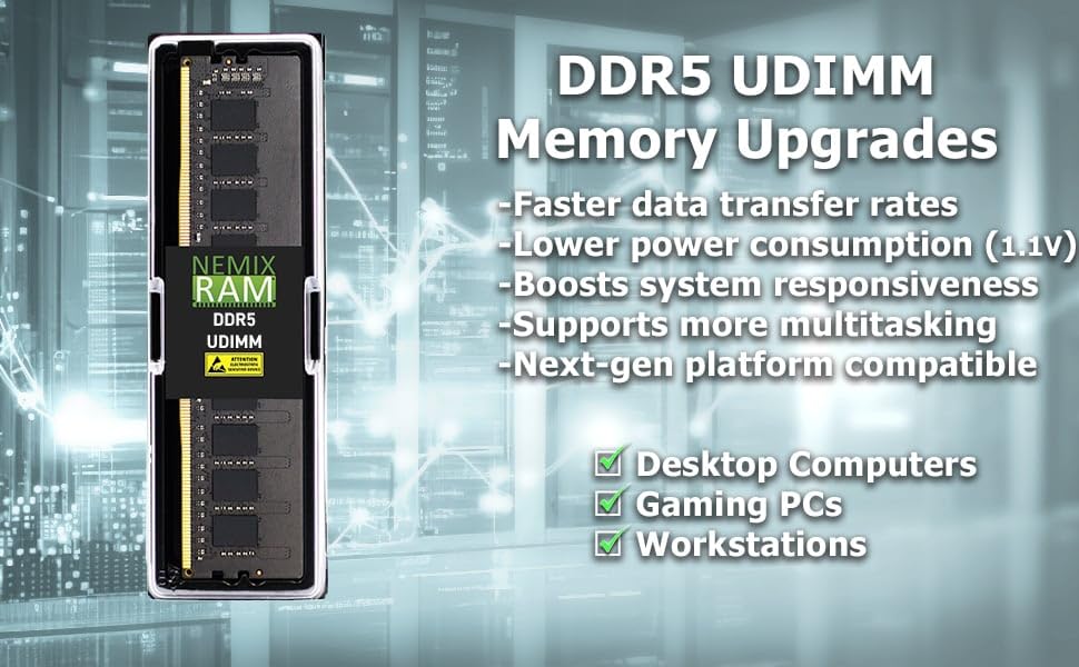 NEMIX RAM 192GB (4X48GB) DDR5 4800MHZ PC5-38400 2Rx8 1.1V CL40 288-PIN Non-ECC Unbuffered UDIMM Desktop PC Memory KIT Compatible with MSI B650M Project Zero Motherboard 4