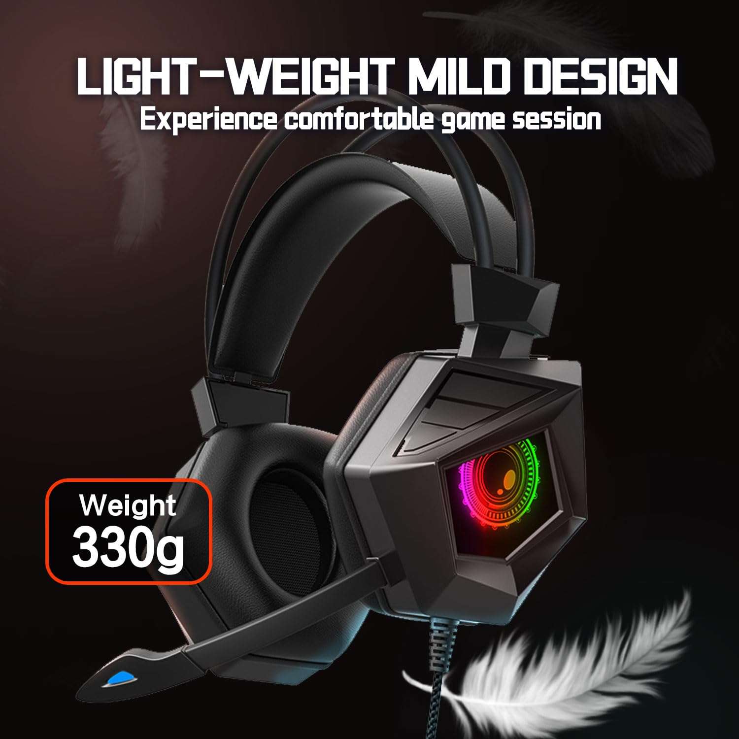 Atanivo Gaming Headset with Microphone for PC, Comfortable Ear Pads, RGB Light, Deep Bass Stereo Sound, Gaming Headphones for Noise Cancelling Mic, Switch, Controller 4