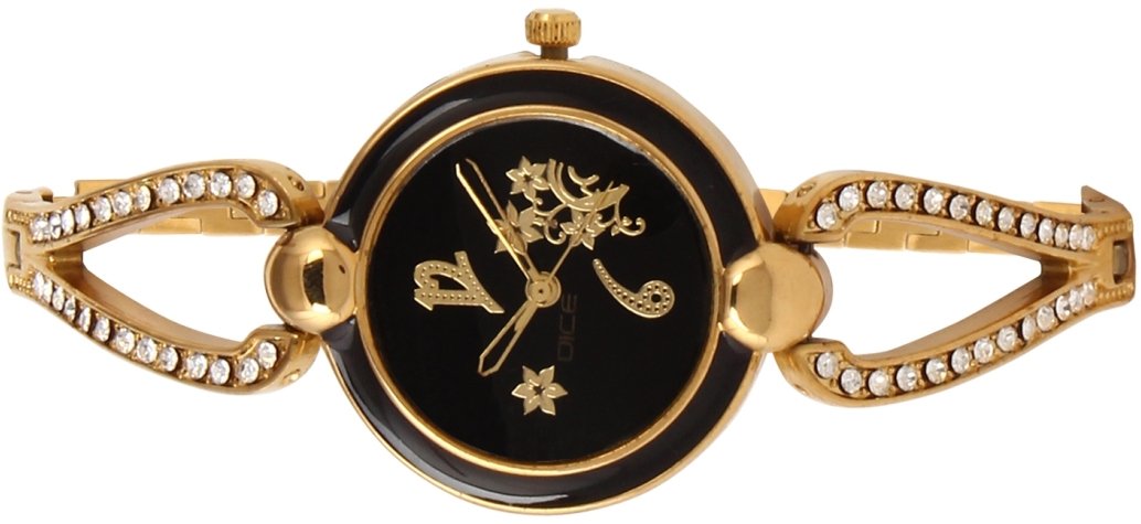 Dice"Venus-7101" Wrist Watch for Women. Fitted with Gold Plated, Jewel Stone, Black dial Watch 3