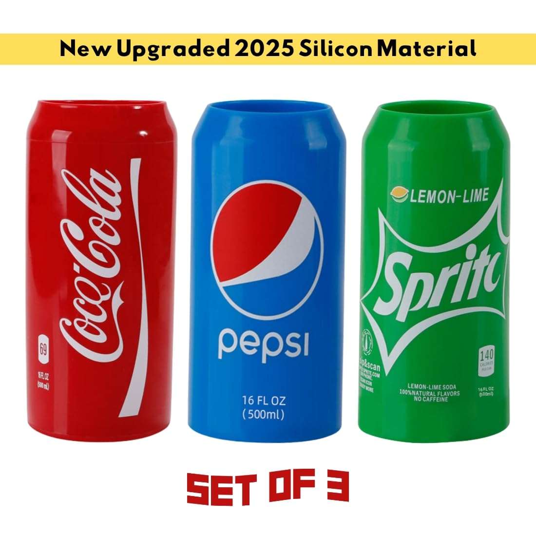 Shop Stoppers Silicone Beer Can Sleeves (Set of 3) for Hiding Drinks – Reusable, Flexible & Portable Tin Covers for Beer, Soda, Soft Drink & Other Drink Cans - 3 Pcs Fake Soda Can Cover fit for 500ML 4