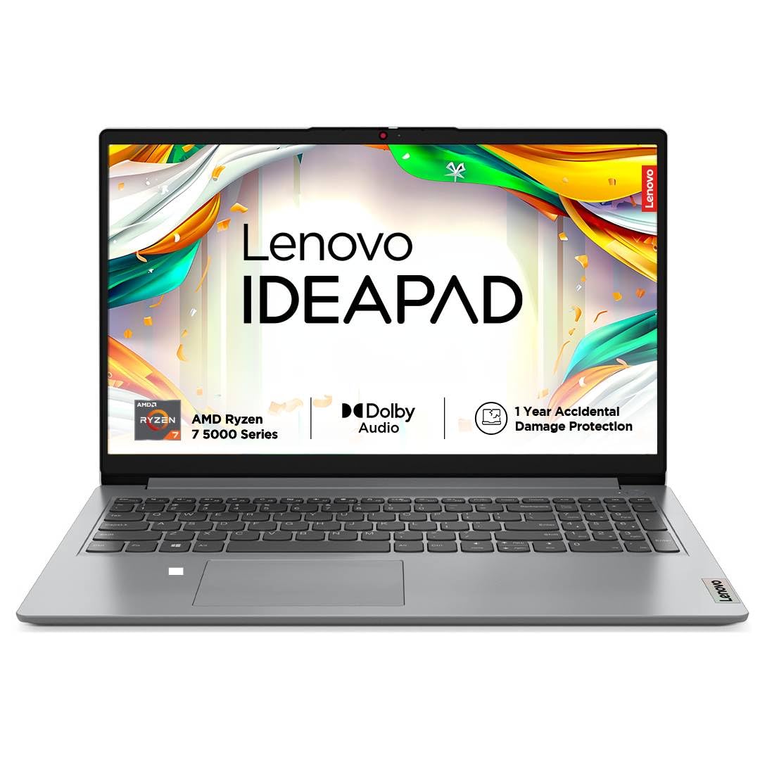 Lenovo IdeaPad Slim 1 AMD Ryzen 7 5700U 15.6" HD Thin and Light Laptop (16GB/512GB SSD/Windows 11 Home/MS Office 2021/1 Year Warranty + 1 Year ADP/Cloud Grey/1.6Kg), 82R400EFIN 2