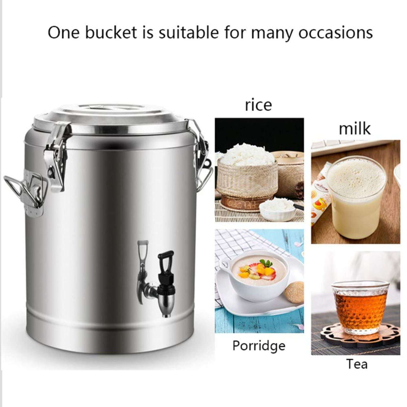 Stainless Steel Insulation Barrel, Insulated Beverage Dispenser, Stainless Steel Thermos Container with Spigot, Hot and Cold Insulation for Tea, Water, Coffee, Iced Drinks 3