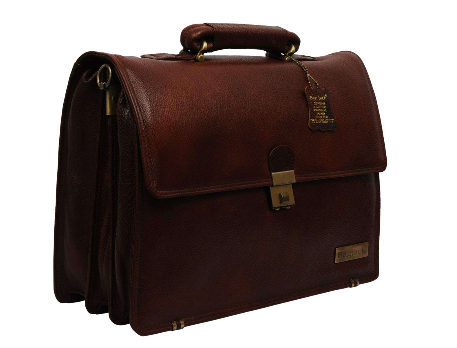 BAG JACK Andromedae Genuine Leather Laptop Upto 17 Inches Macbook Pro Briefcase Men Office Travelling Documents Storage Carry On Handle Shoulder Strap Suitcase 4