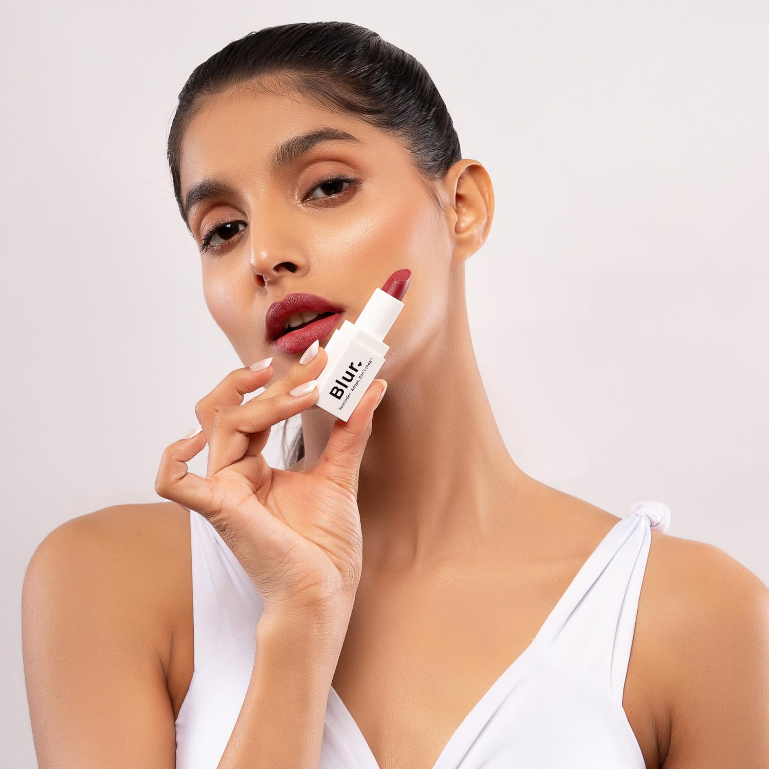 Blur India Creamy Plum Lipstick|Reminder: Adopt, Don't Shop!|All In 1 - Lipshade, Contour, Blush & Eyeshadow|Velvet Matte Formula|Super-Moisturizing, Hydrating, Long-Lasting with Cocoa Butter|20 ml 3