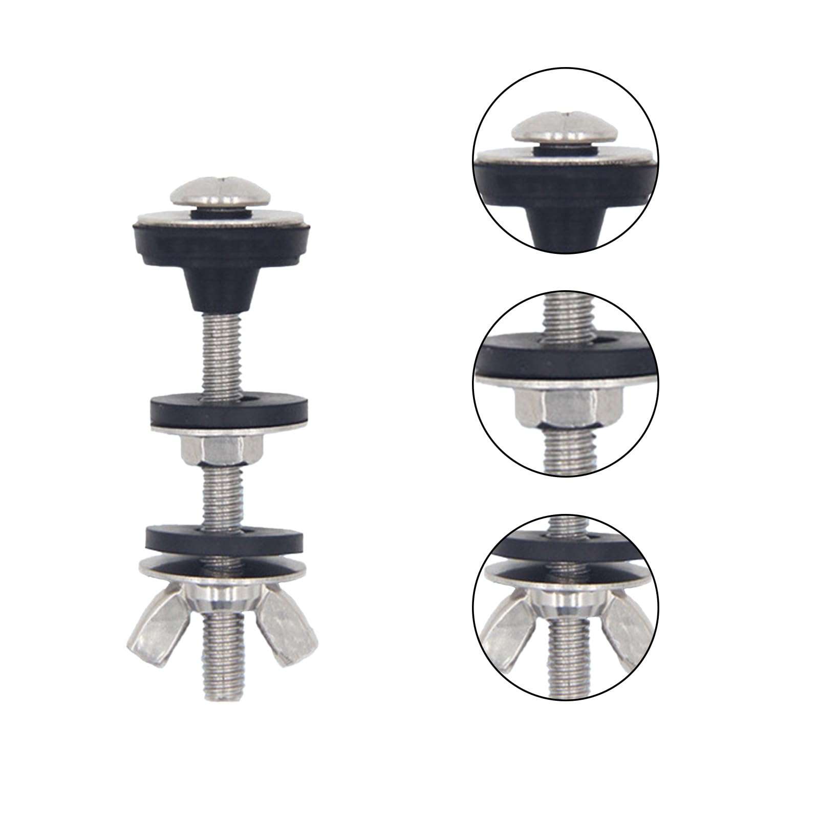 Universal Toilet Tank to Bowl Bolt Kit - 2pcs/4pcs Heavy Duty Bolts, Stainless Steel & Rubber Washers - Extra Long Nuts for Easy Installation & Waterproof Seal (4) 4