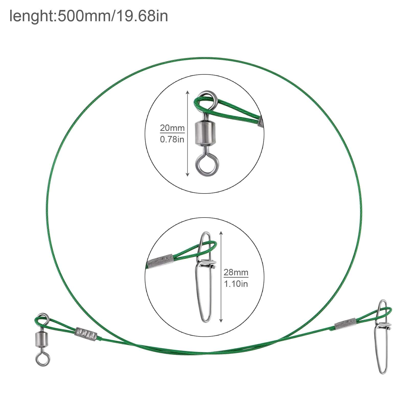 Conskyee Fishing Wire Leaders,150LB 19.7Inch Stainless Steel Leader Line, Saltwater Fish Leaders with Swivels and Snaps Connect Fishing Gear and Tackle, for Lures Bait Rig or Hooks, 10Pcs 3