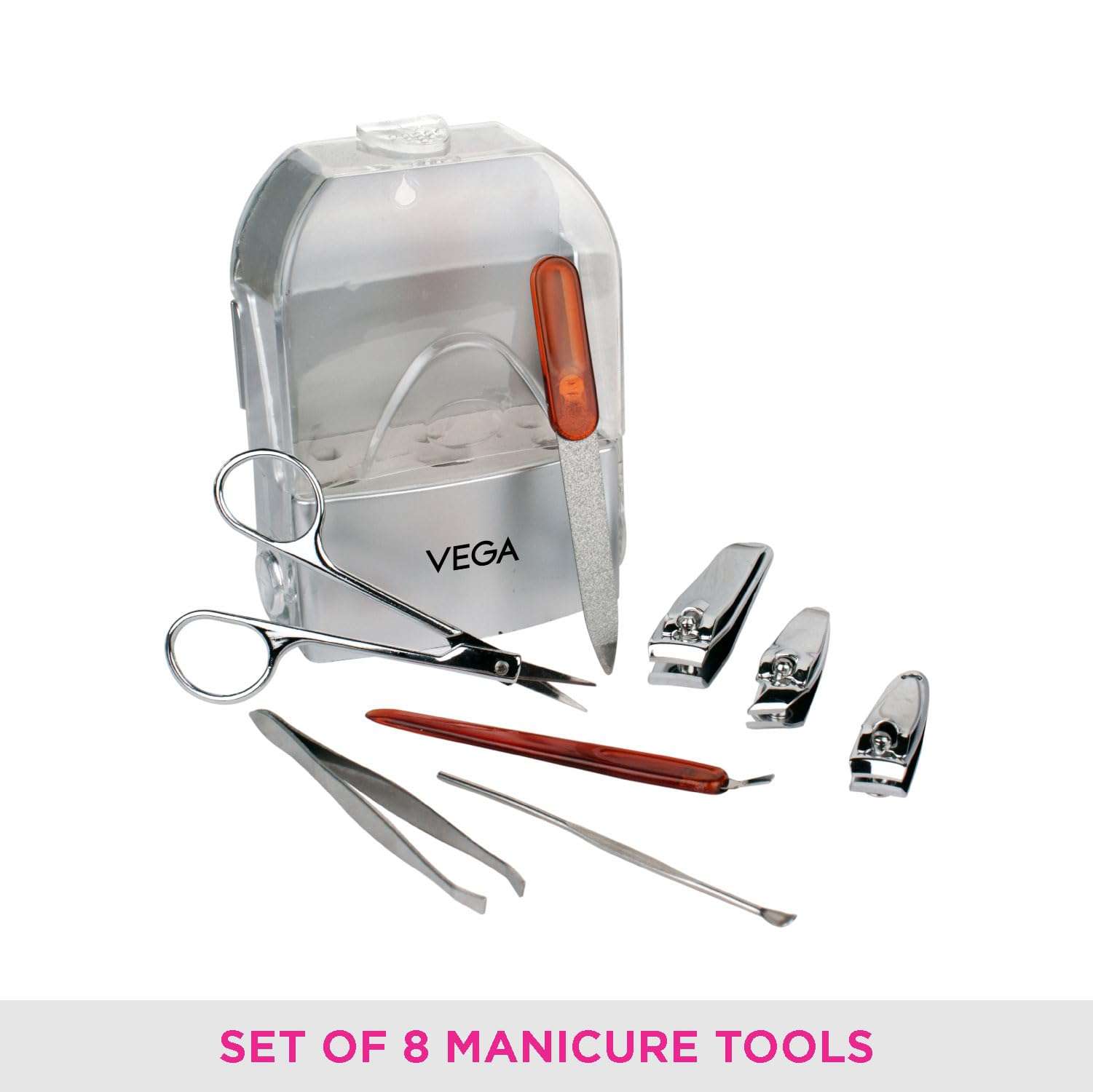 VEGA Manicure Set (Pack Of 8) - Silver 2