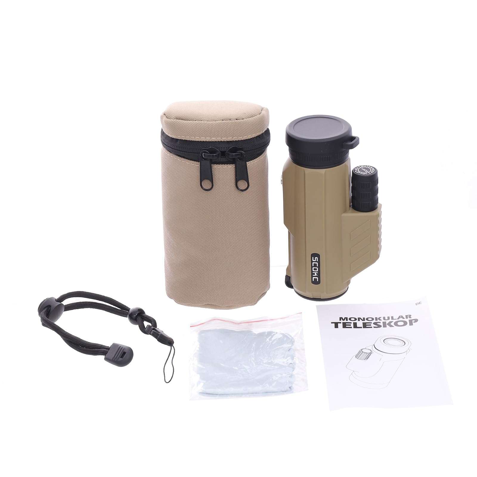 SCOKC Waterproof Monocular Telescope | Lightweight with Travel Bag, Compact, 10X Magnification, Wide Field of View for Bird Watching, Hunting, Hiking, Camping (10x32, Desert Color) 6