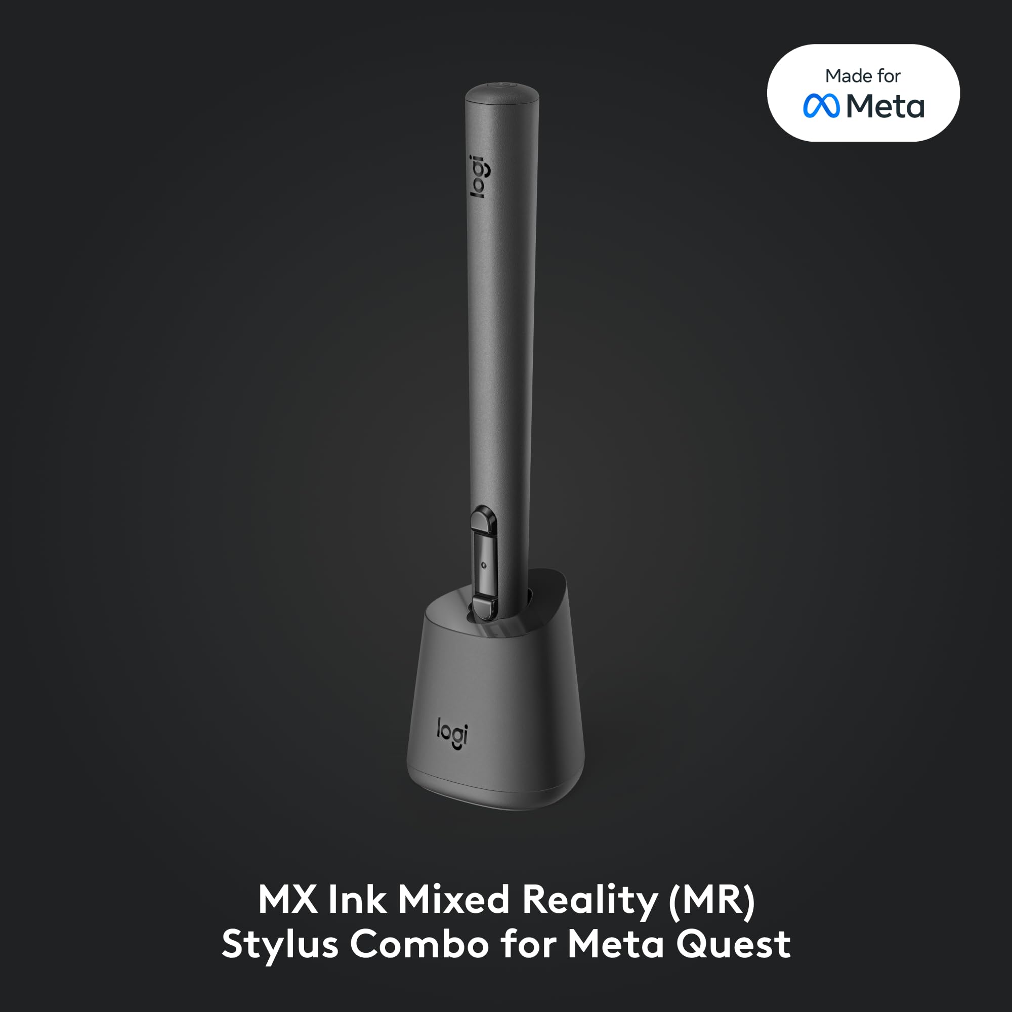 Logitech MX Ink Mixed-Reality (MR) Stylus with Charging Dock Combo, high Precision and Pressure Sensitive, Transforming Ideas in MR from 2D to 3D, for Meta Quest 2, Meta Quest 3, Meta Quest 3S 3