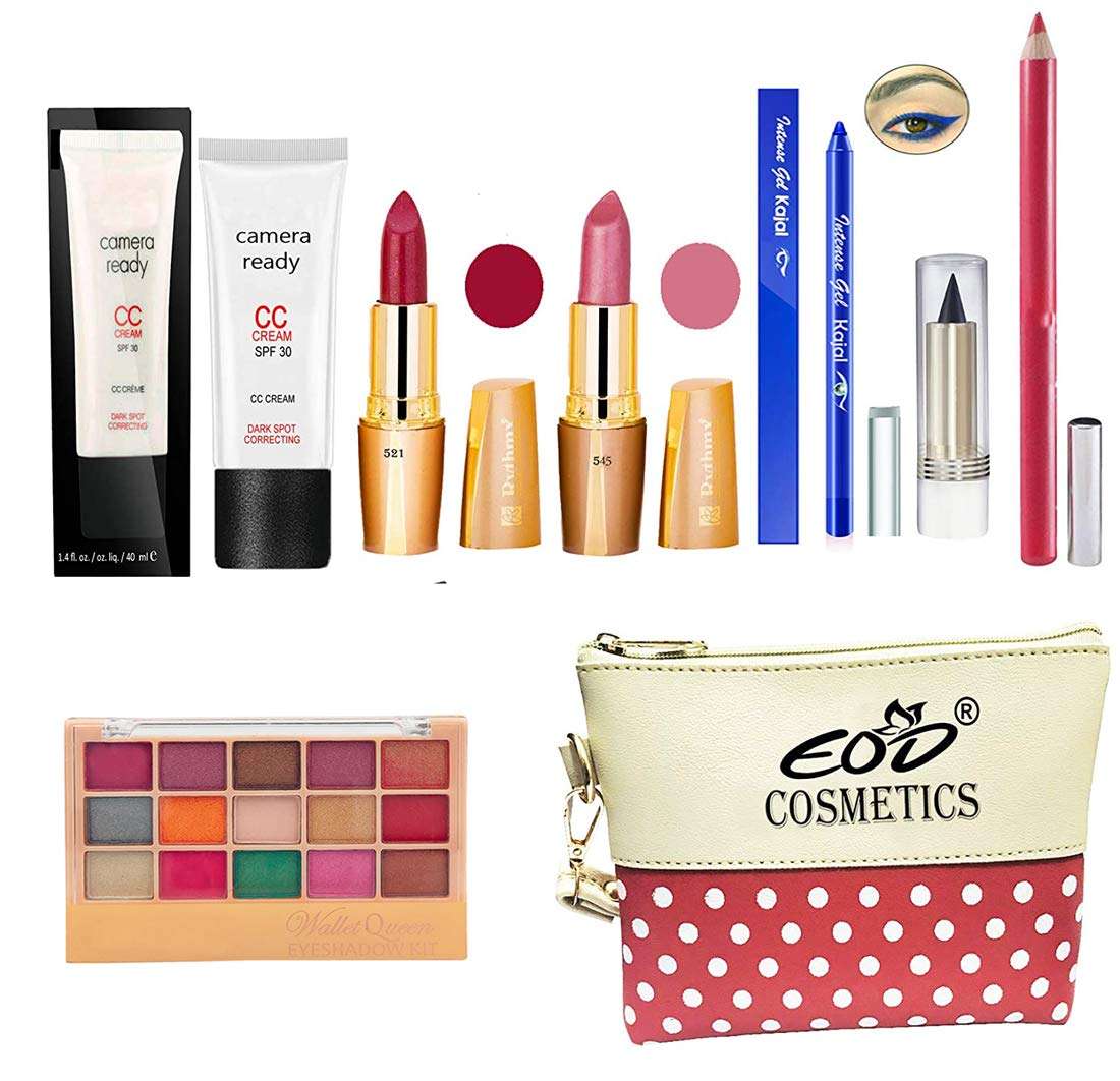 EOD Makeup Kit for Women, Ladies Cosmetics Combo Set With Eyeshadow,Lipstick,Fairness Cream, Blue Kajal -Set of 8 Pcs, C-226 1