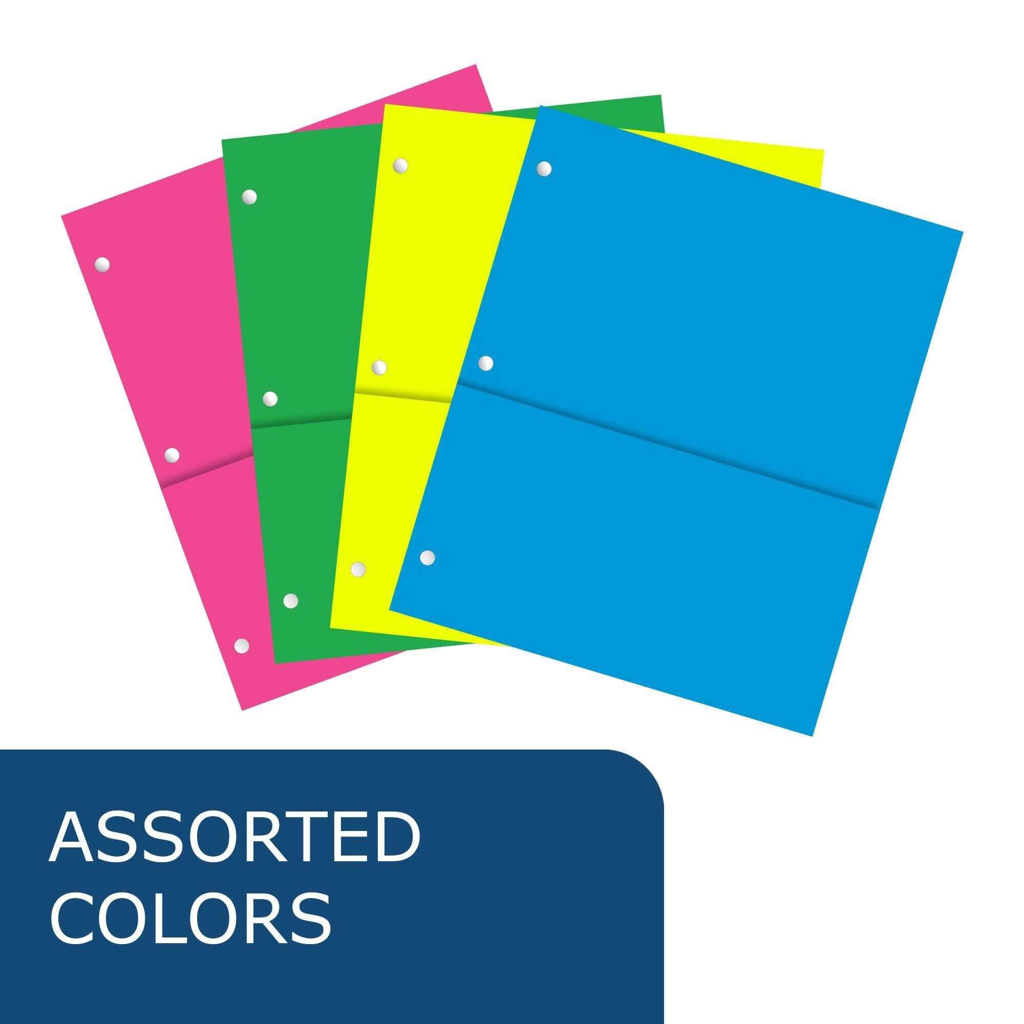 Roaring Spring Recycled Double Pocket Heavyweight Binder Pockets, 11" x 9", Easily Add Storage to Your 3 Ring Binders, Assorted Neon Colors (Pack of 12, 144 Count Total) 5