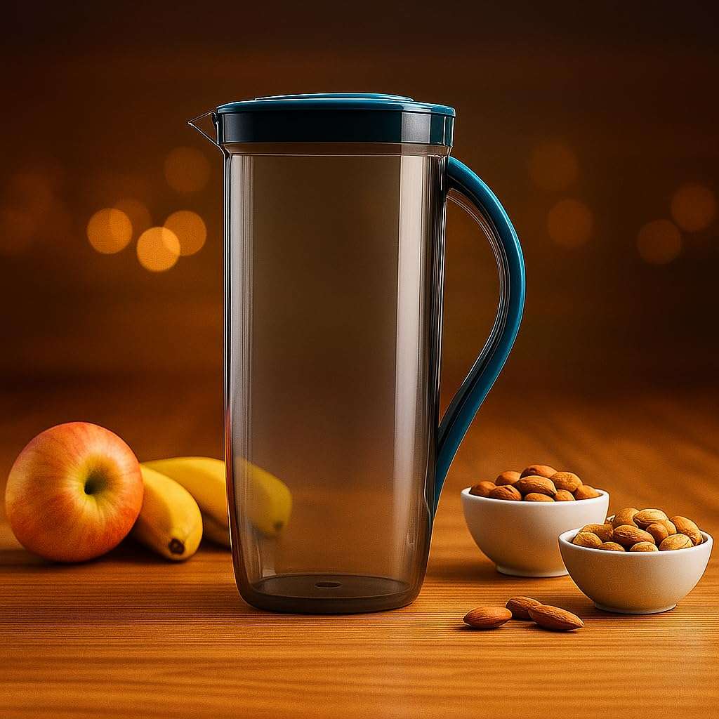 Plastic Water Jug 1.5 Liter for Fridge | Leak Proof Plastic Water Pitcher with Lid & Handle | Food Grade Lightweight Water Jug for Home, Kitchen, Dining Table & Office Use (Green LID) 5