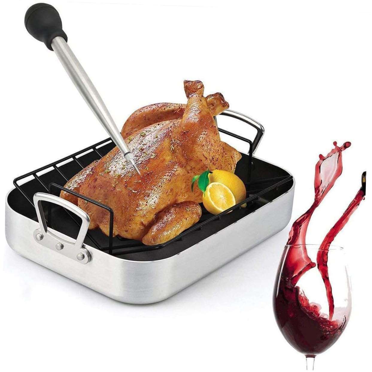 DEARMAMY Turkey Baster Set for Cooking Meat Injection Tool Food Injector Kitchen Meat Injector Spice Injector for Grilled Meat Injector Easy to Use Maintain 5