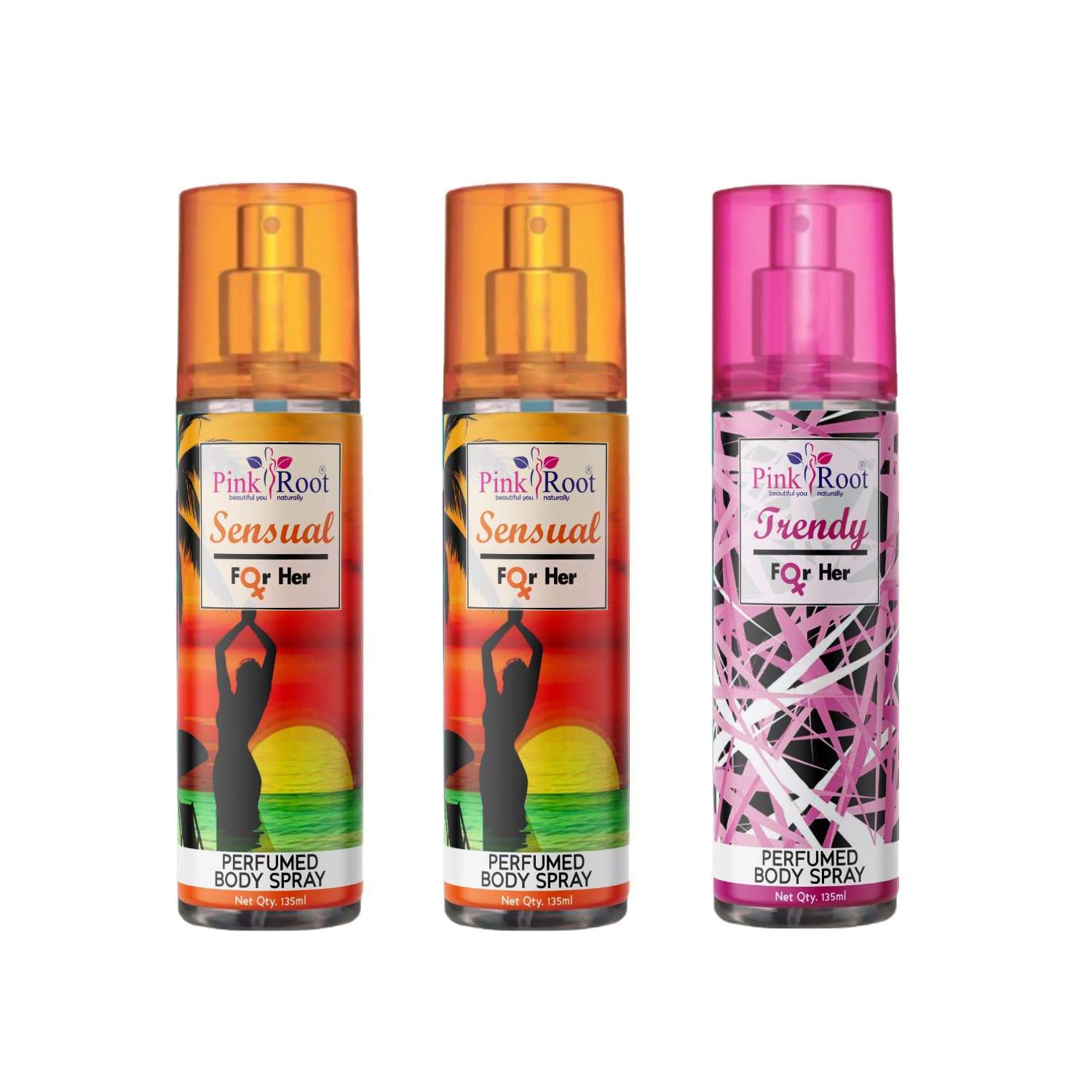 Pink Root Sensual & Trendy Perfumed Body Spray for Women, Pack of 3 1