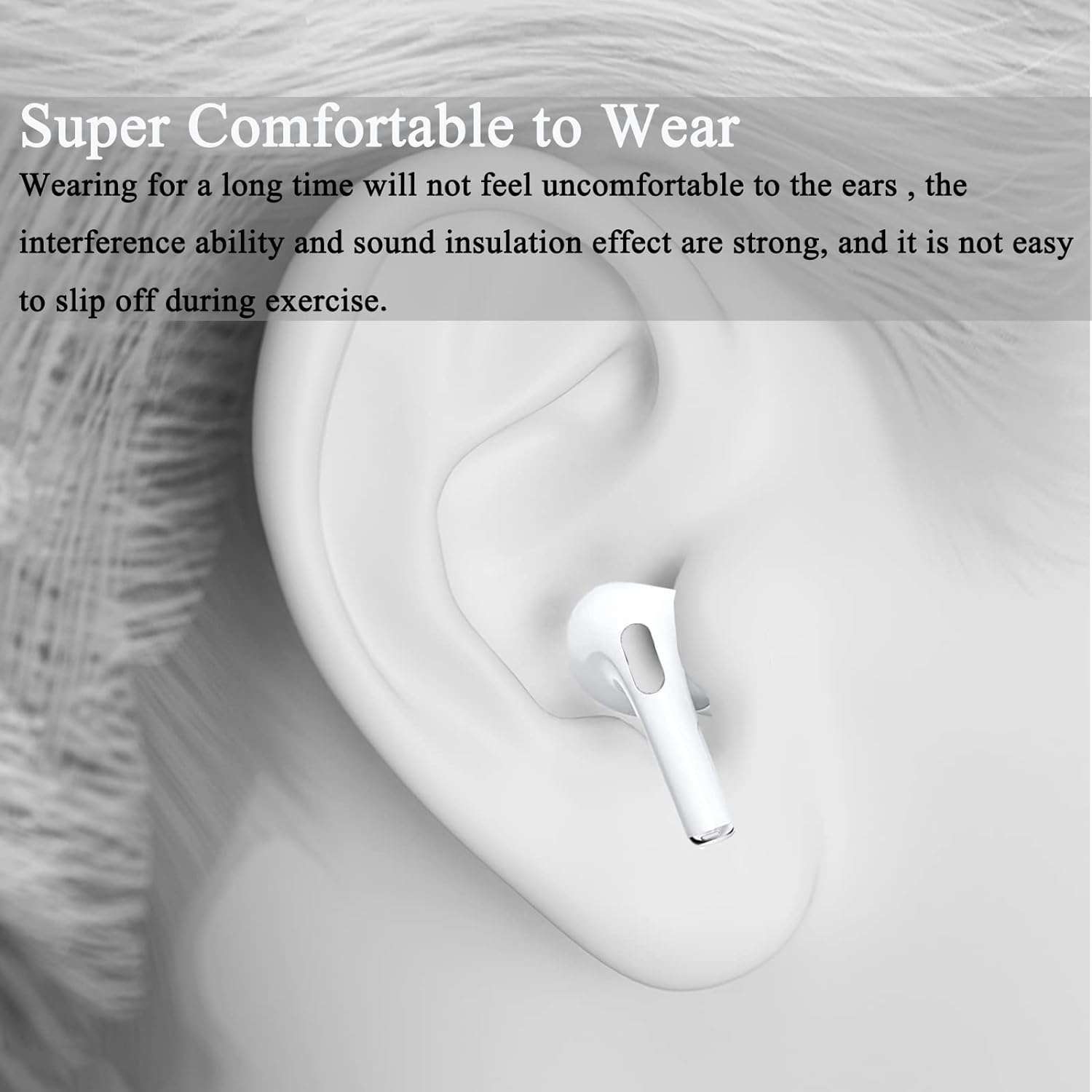 Sounce Silicone Replacement Ear Tips for Apple AirPods Pro 2 & Airpods Pro, Anti-Slip Eartips, Tighter Seal, Fits in The Charging Case, (Medium Size) (1 Sets, 2Pc) - White 6