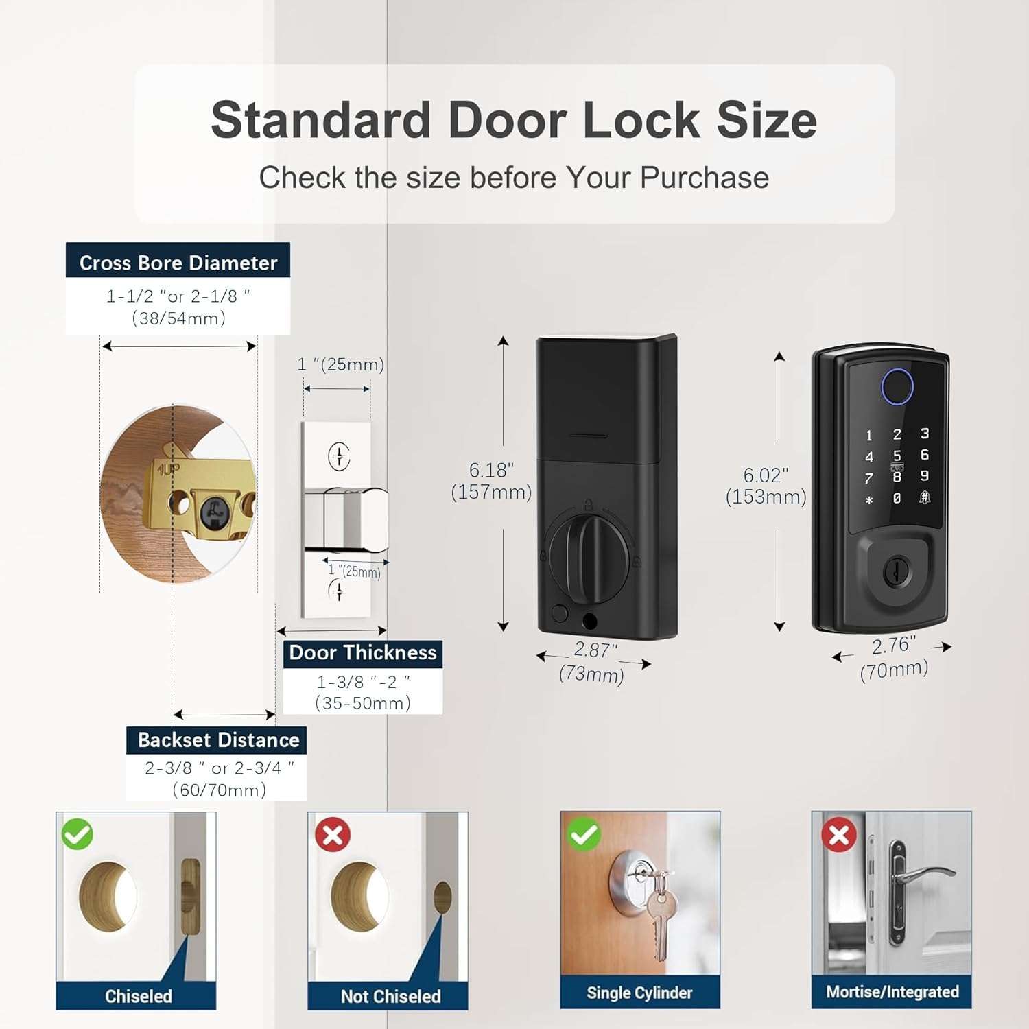 Smart Door Lock,Keyless Entry Door Lock for Front Door,Security Smart Deadbolt with Touchscreen Keypad,App Remote Control Fingerprint 3