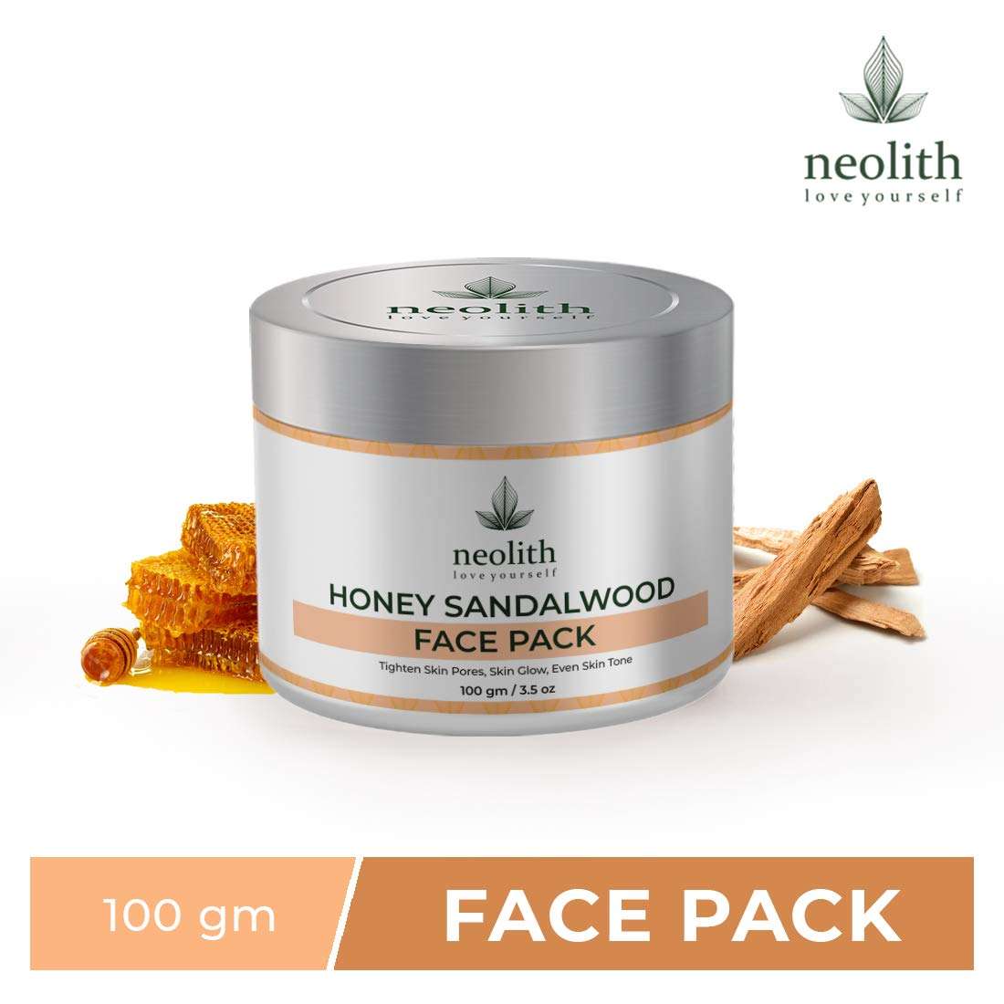 Neolith Honey Sandalwood Face Pack || Skin Brightening Clay Face Mask for Healthy & Glowing Skin, Tan Removal, Oil Control, Black Head Removal, Acne || 100% Organic || for Women & Men || 100gm 3