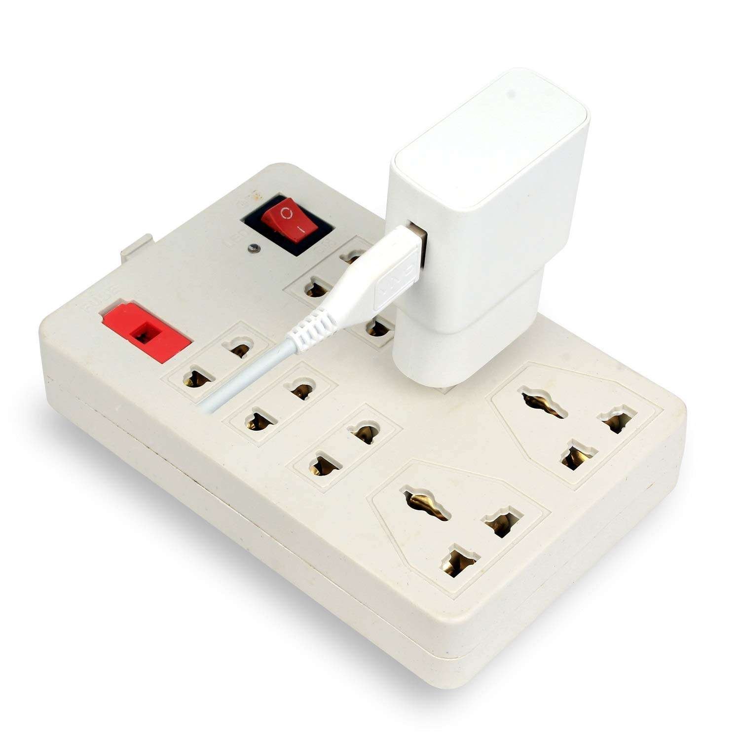 Elegant Casa Extension Board with 8 Socket 6 Amp,1 Switch Universal Cord with Copper and Fuse Indicator, Multi-Plug Power Strip 240 Volts 4